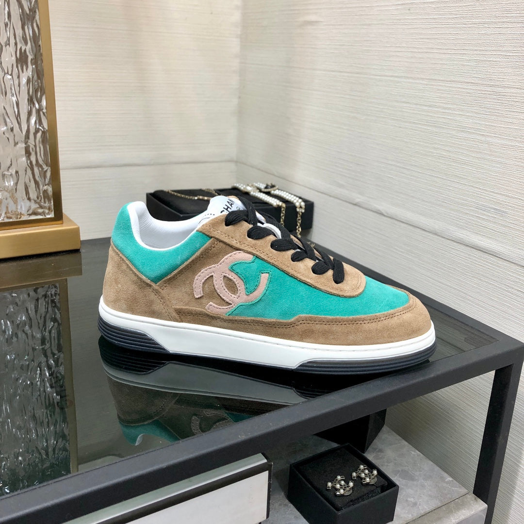 CC Sneaker In Turquoise Mix Brown Suede