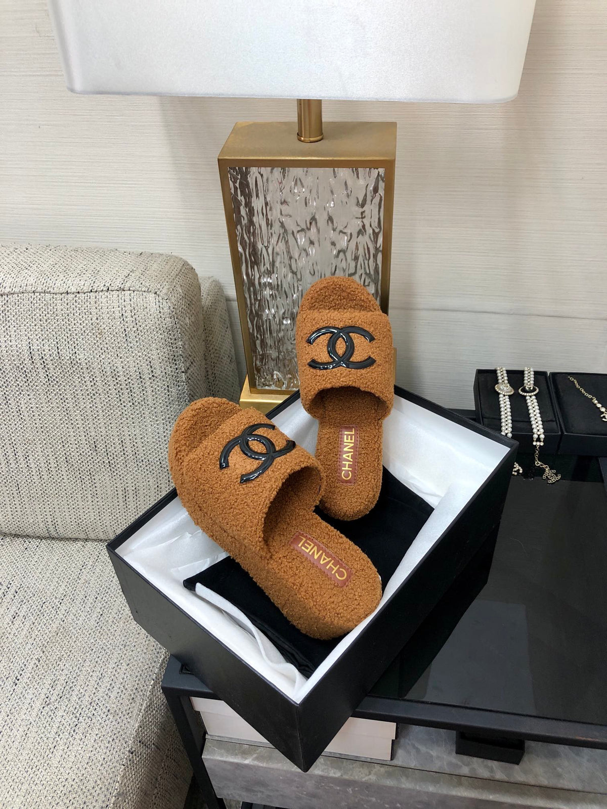 CC Wedge Sandal Brown Yellow Wool