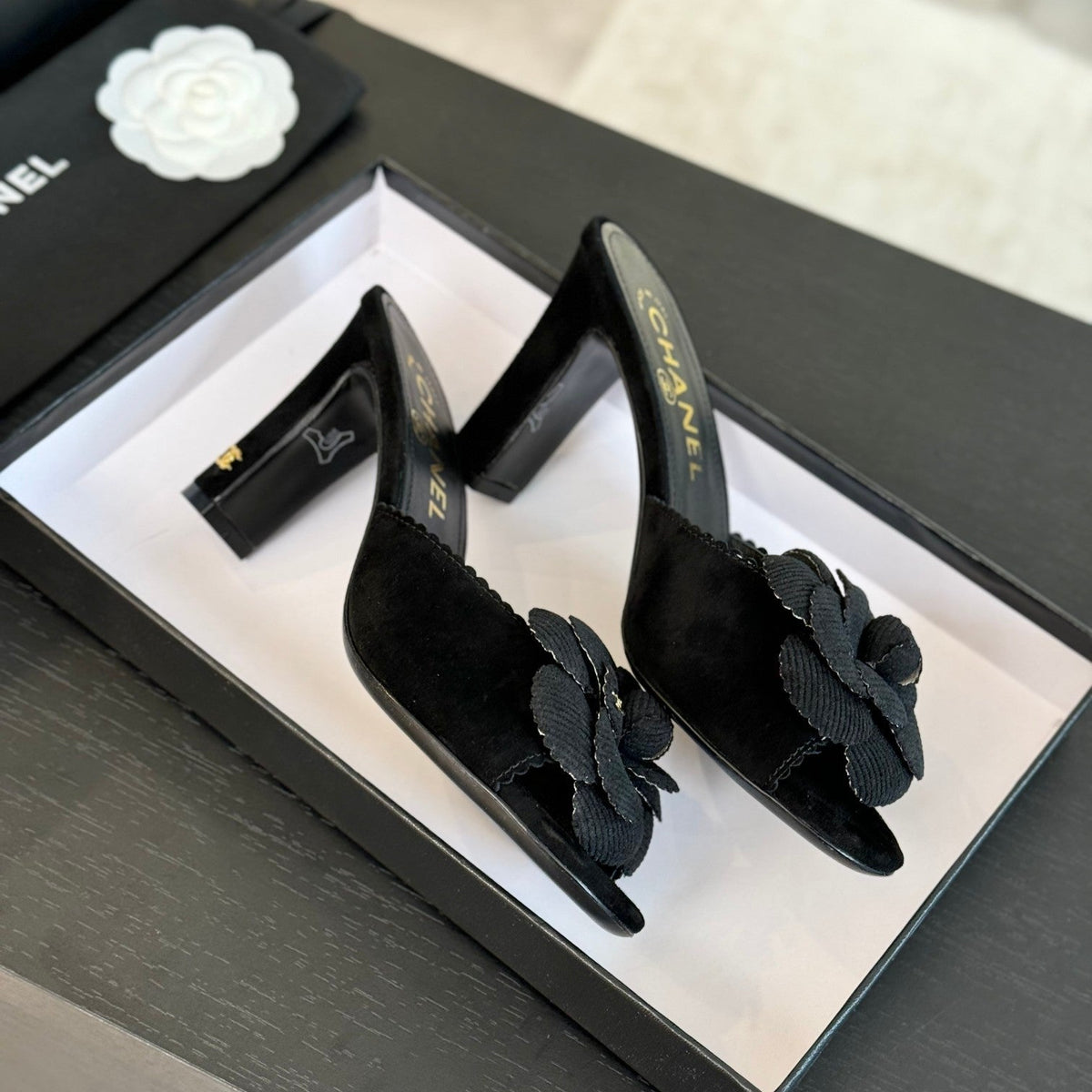 CC Mules 80mm Black Suede