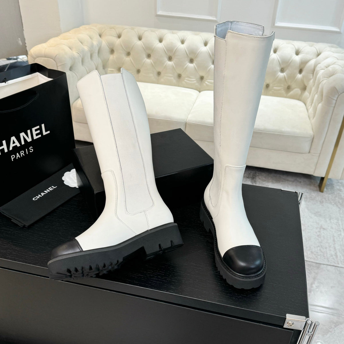 CC Chelsea High Boots White Cowhide