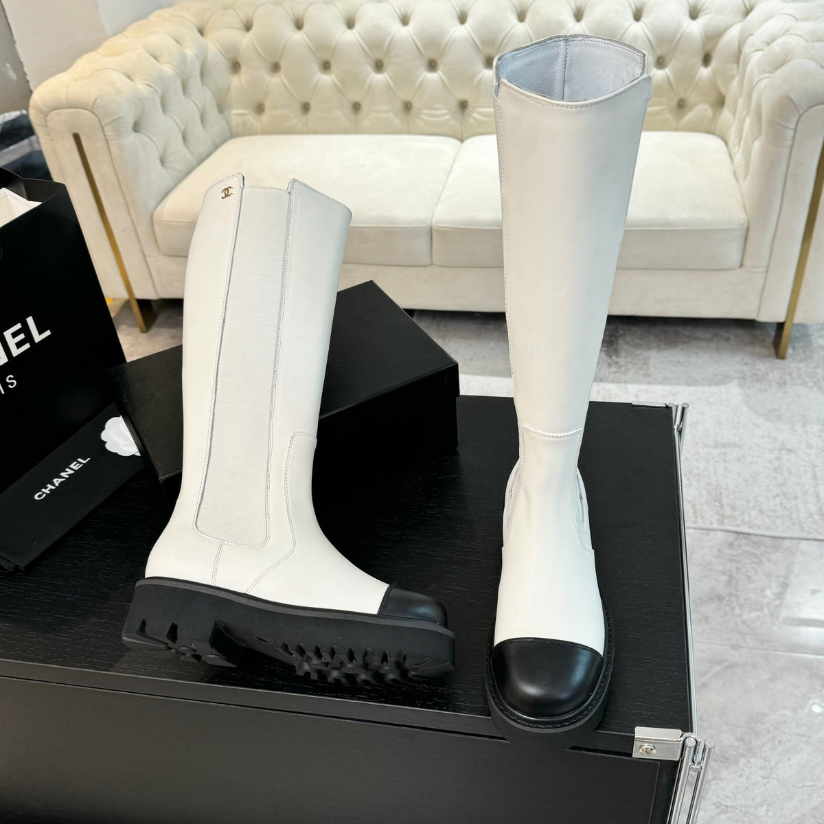 CC Chelsea High Boots White Cowhide