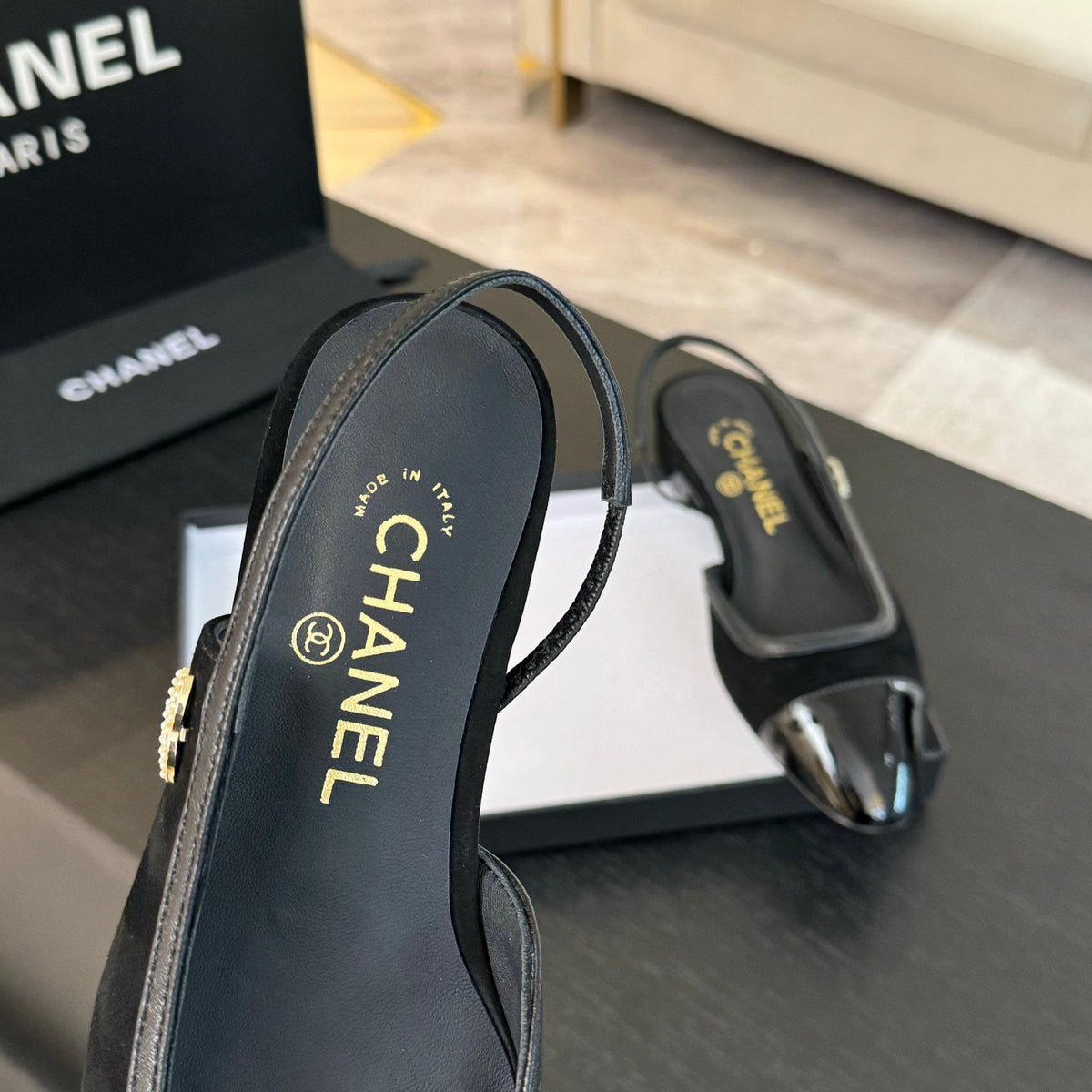 CC Slingback Black Suede