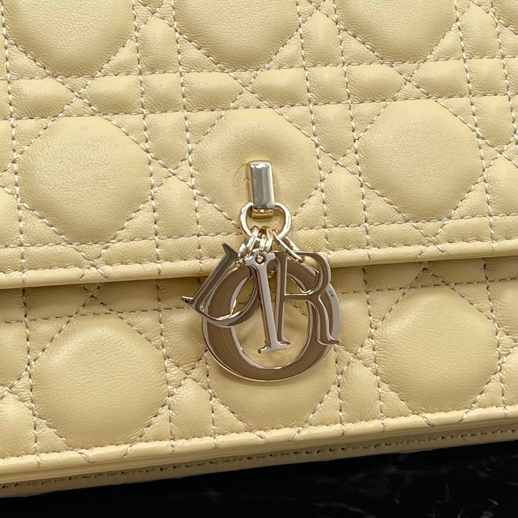 MY CD 24 TOP HANDLE BAG YELLOW LAMBSKIN