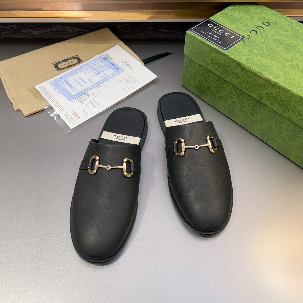 GG Men's Mule Black Cowhide 547673