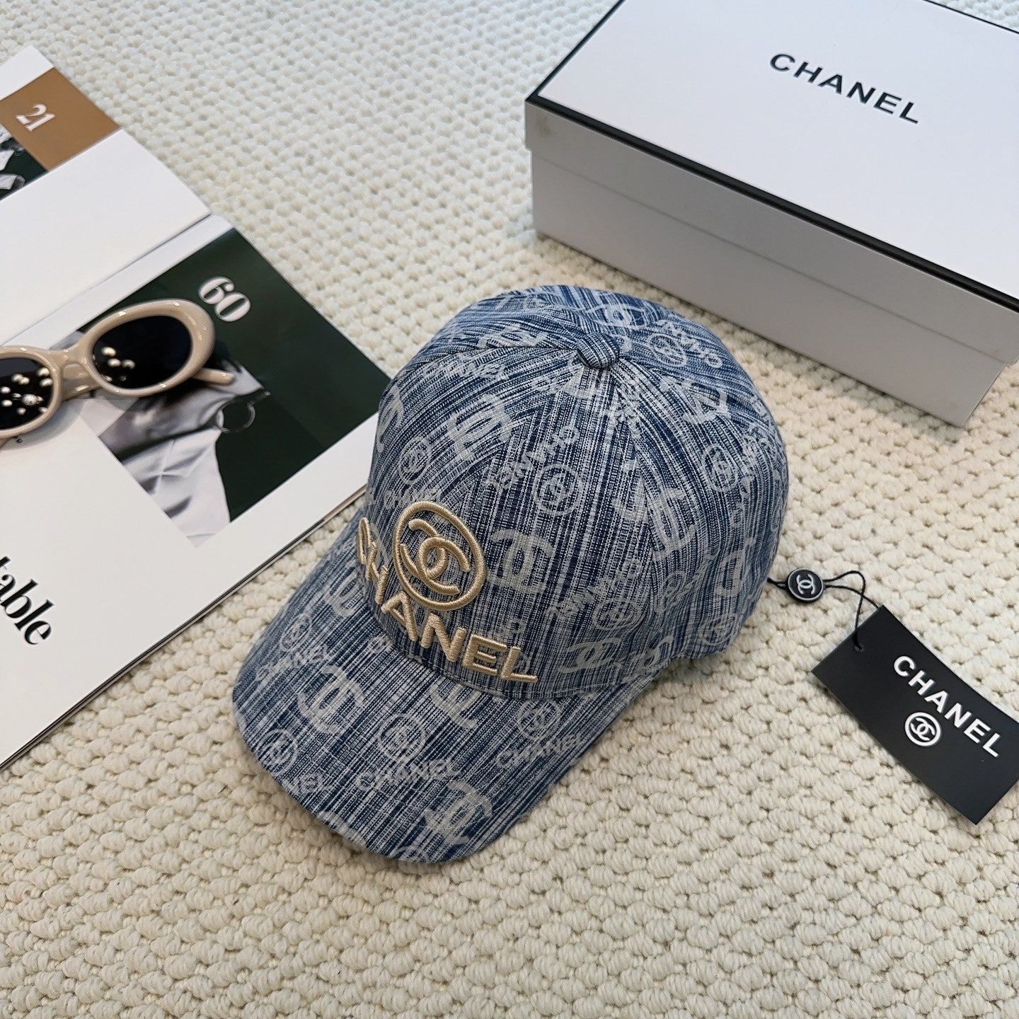 Chanel Baseball Cap With Blue Denim Pattern 297663