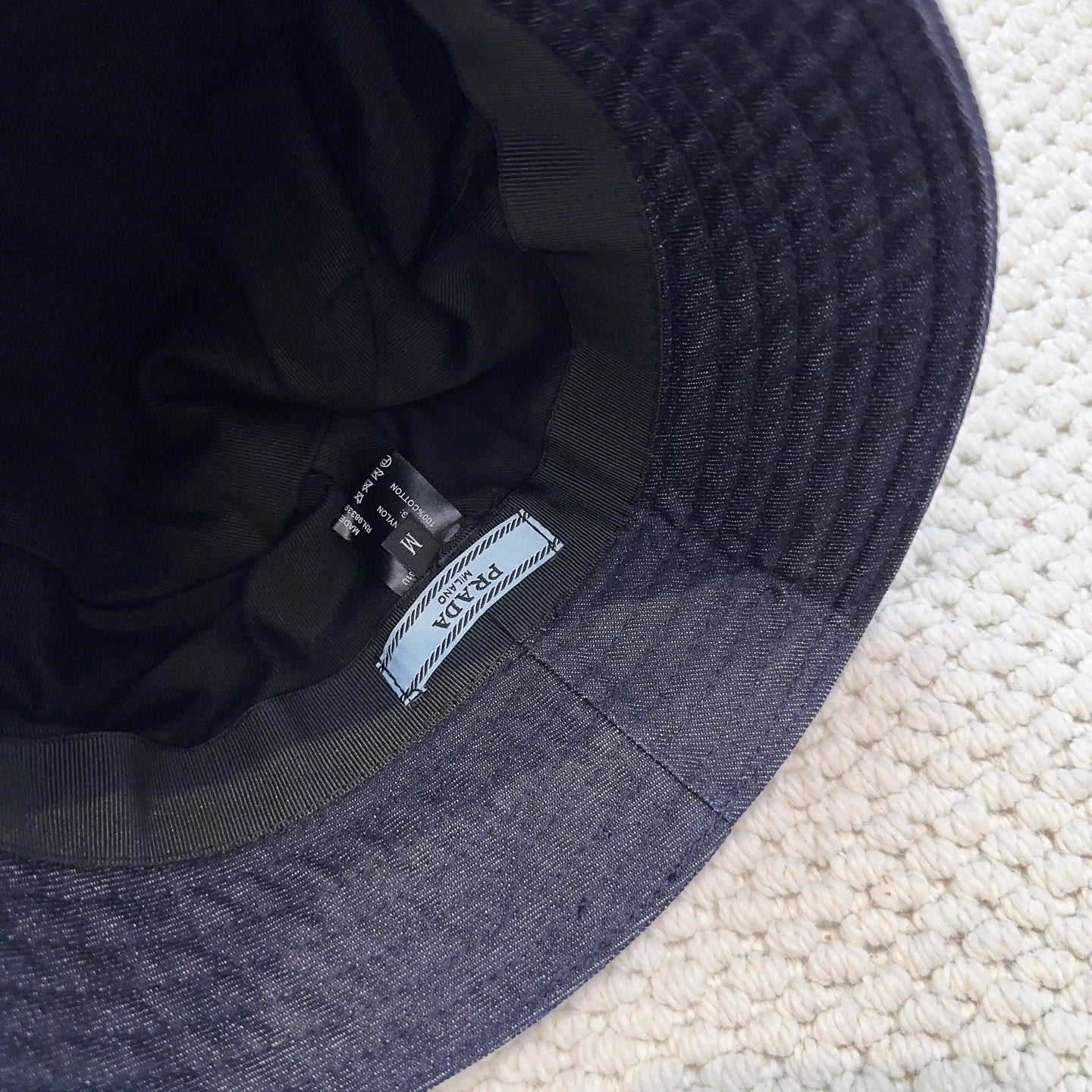Prada Denim Triangle Bucket Hat 299816