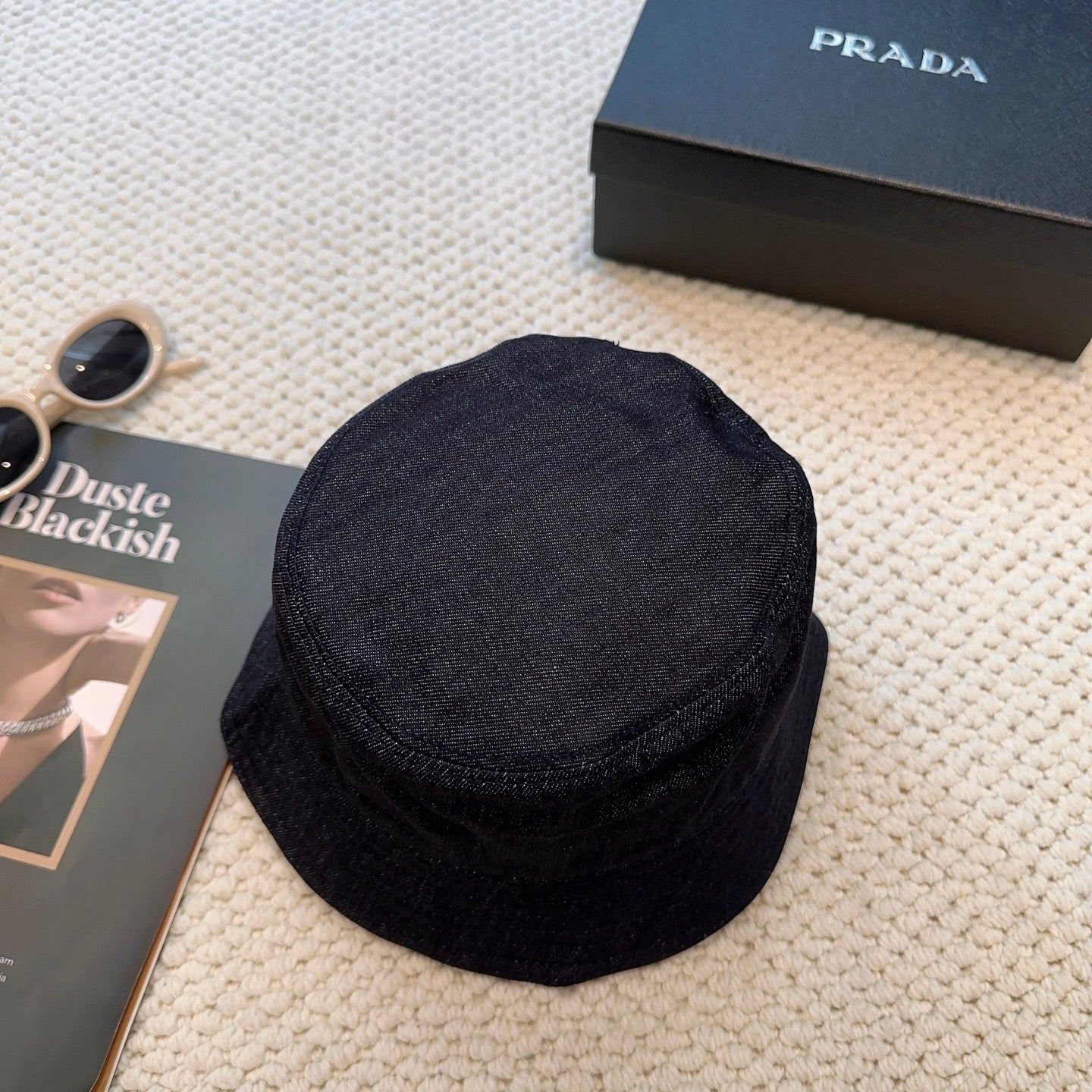 Prada Denim Triangle Bucket Hat 299816