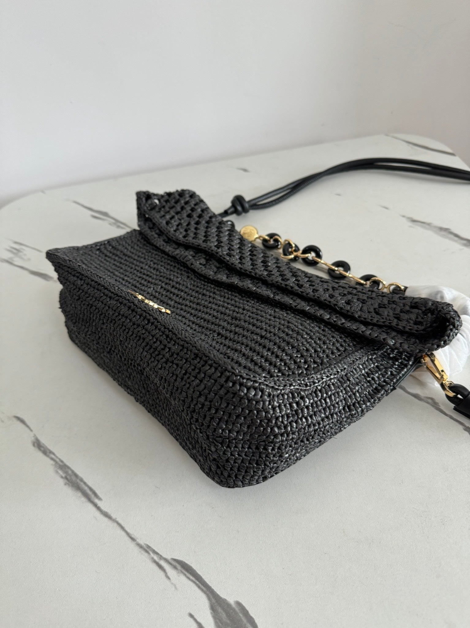 Loewe Ola Shoulder Bag 26 Black Raffia 274683