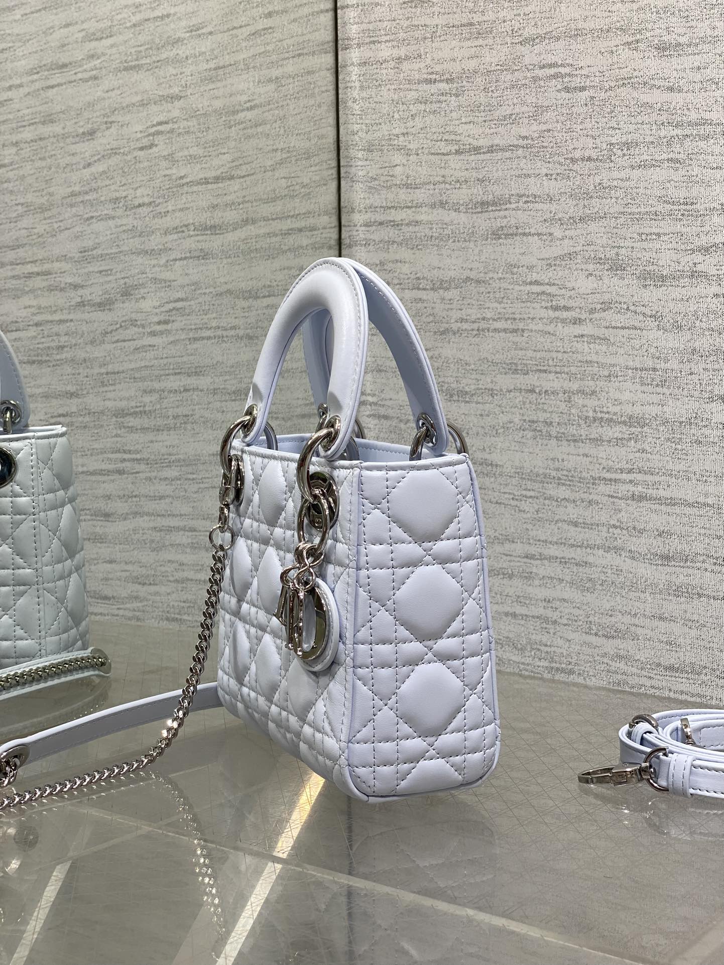 Dior 2026 Mini Lady Dior Bag Glacier Blue Lambskin 270717