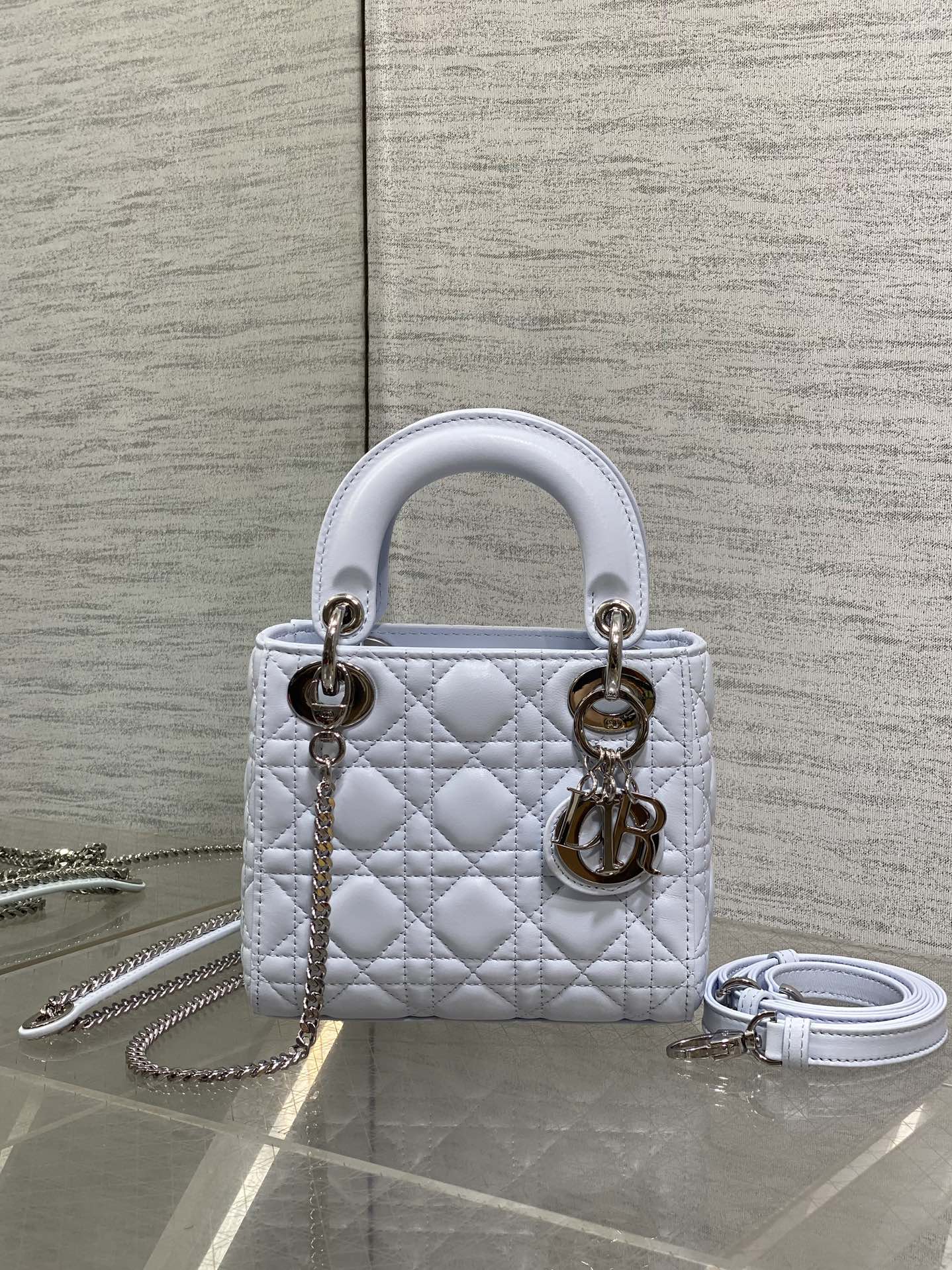 Dior 2026 Mini Lady Dior Bag Glacier Blue Lambskin 270717