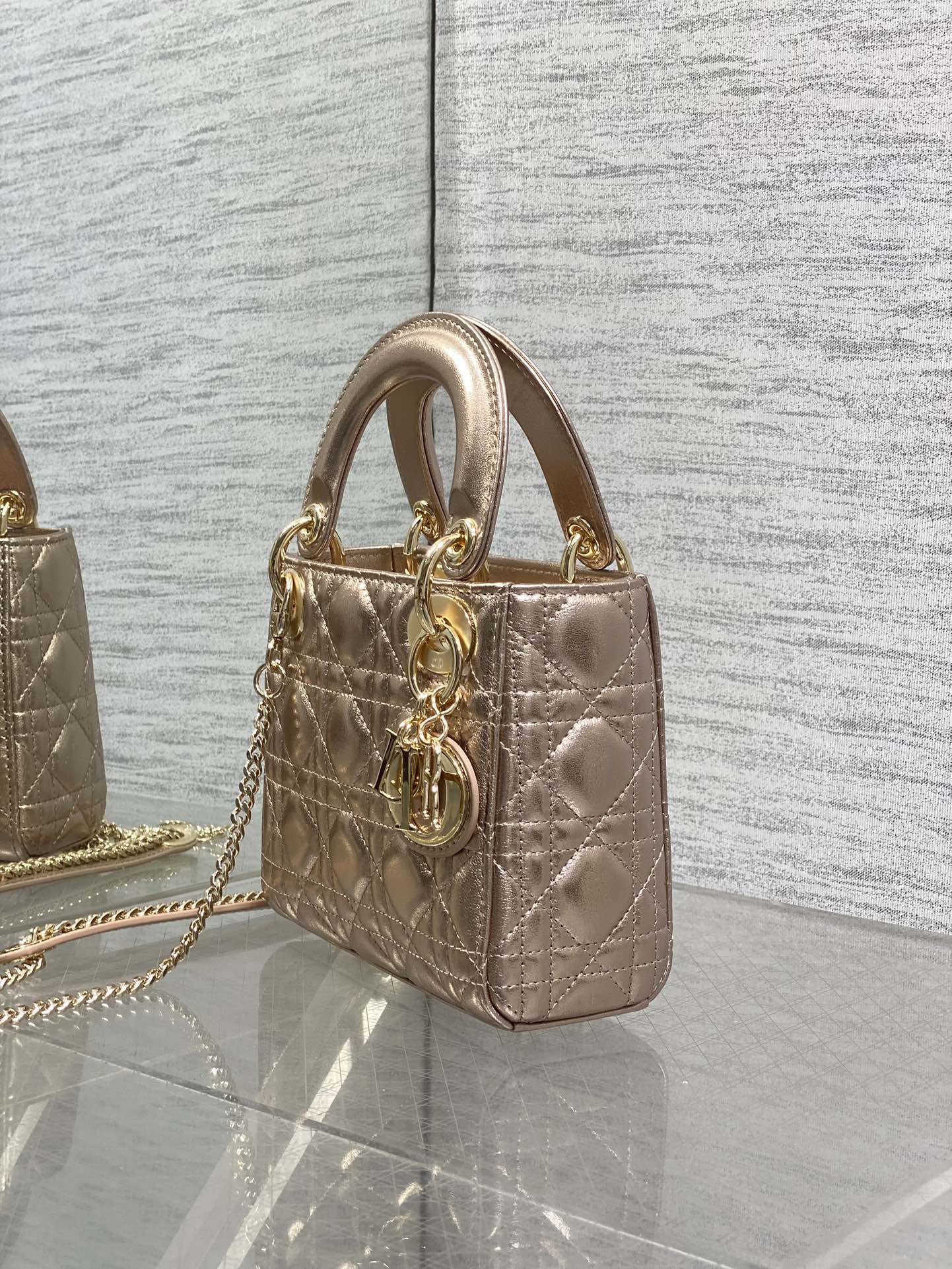 Dior 2026 Mini Lady Dior Bag Rose Gold Lambskin 270518