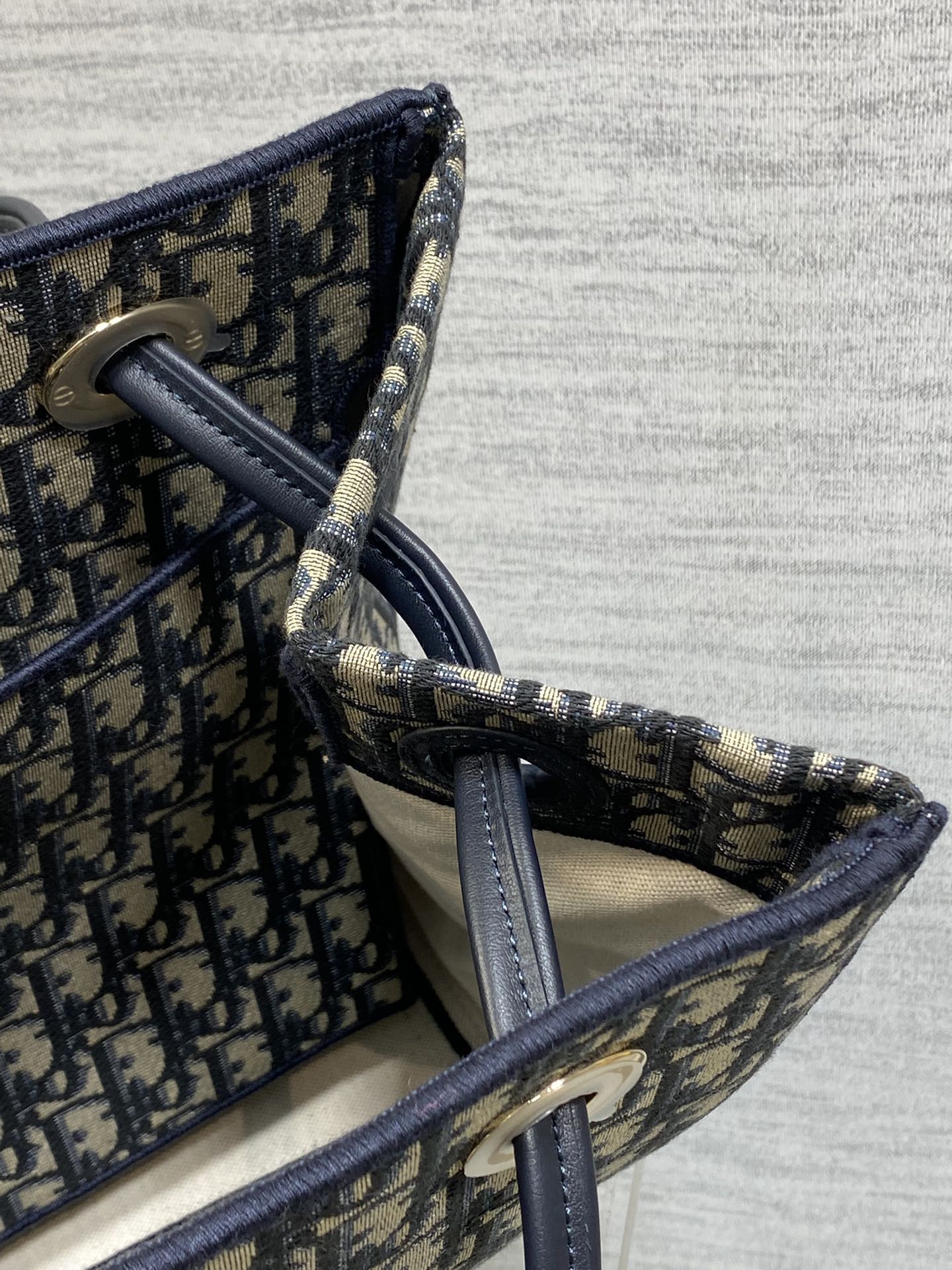 Dior 2026 Medium Shopping Bag 37cm Blue Beige Canvas Leather 284285