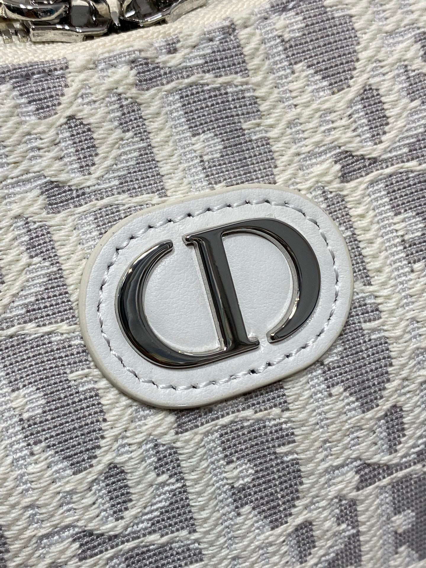 Dior 2026 Diorling 19cm Bag White Grey Cotton Calfskin 289144