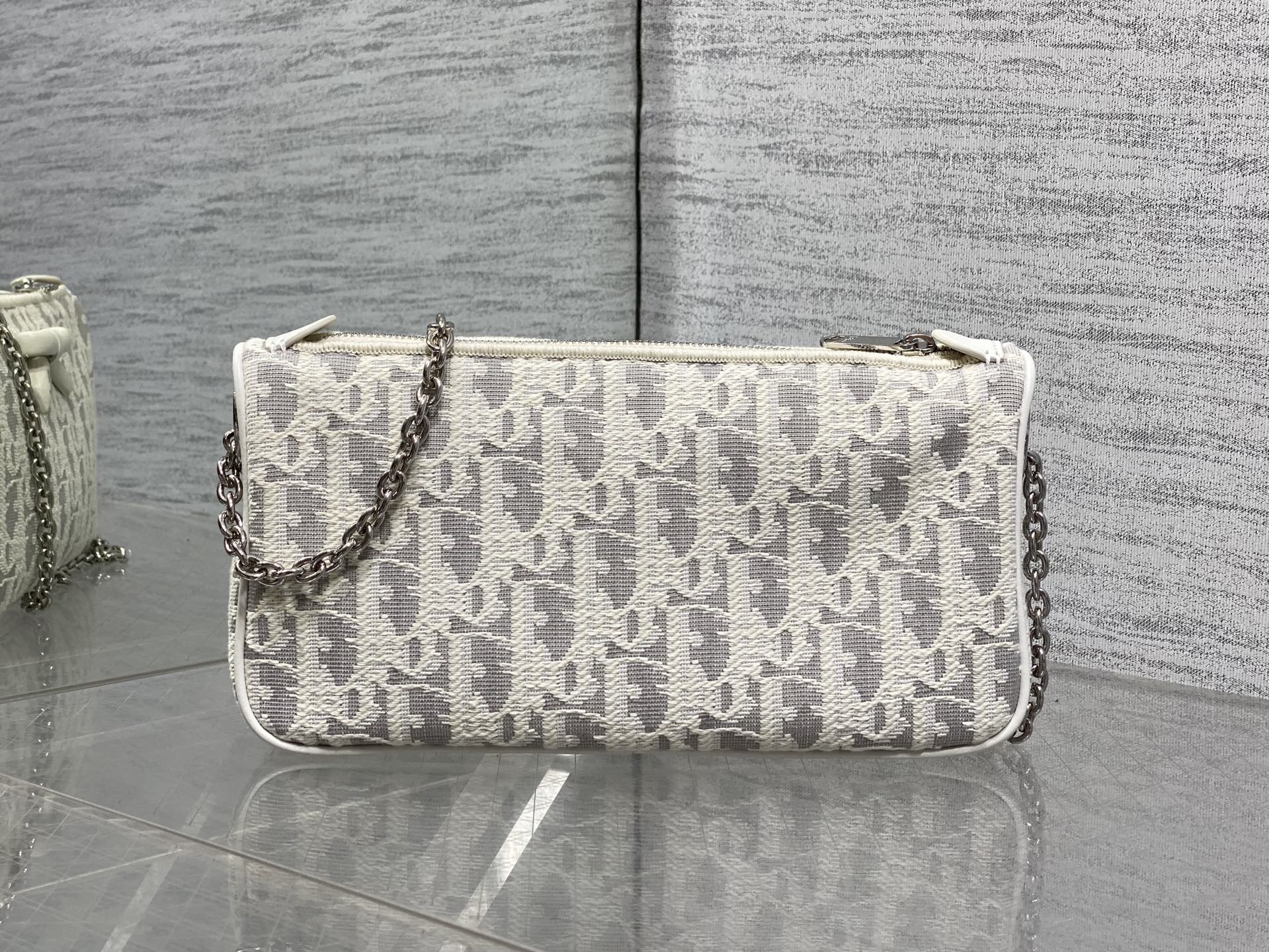 Dior 2026 Promenade 22cm Bag White Grey Cotton Calfskin 289146