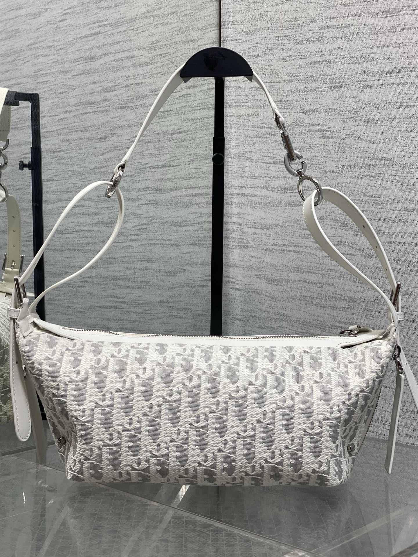 Dior 2026 D-Journey Bag 25.5cm White Grey Cotton Calfskin 289150