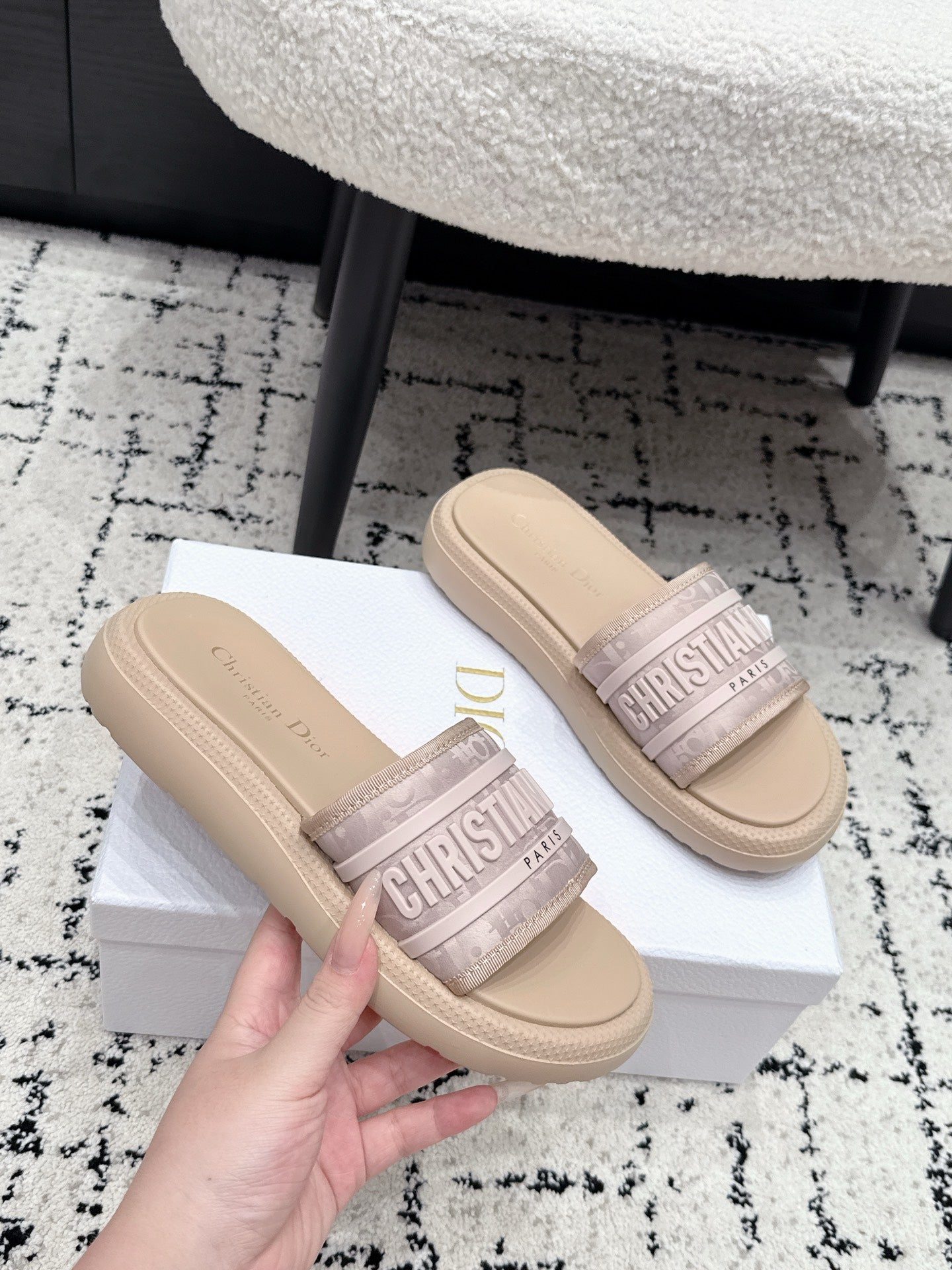 Dior 2026 Embroidered Platform Sandals Fabric Leather 924817