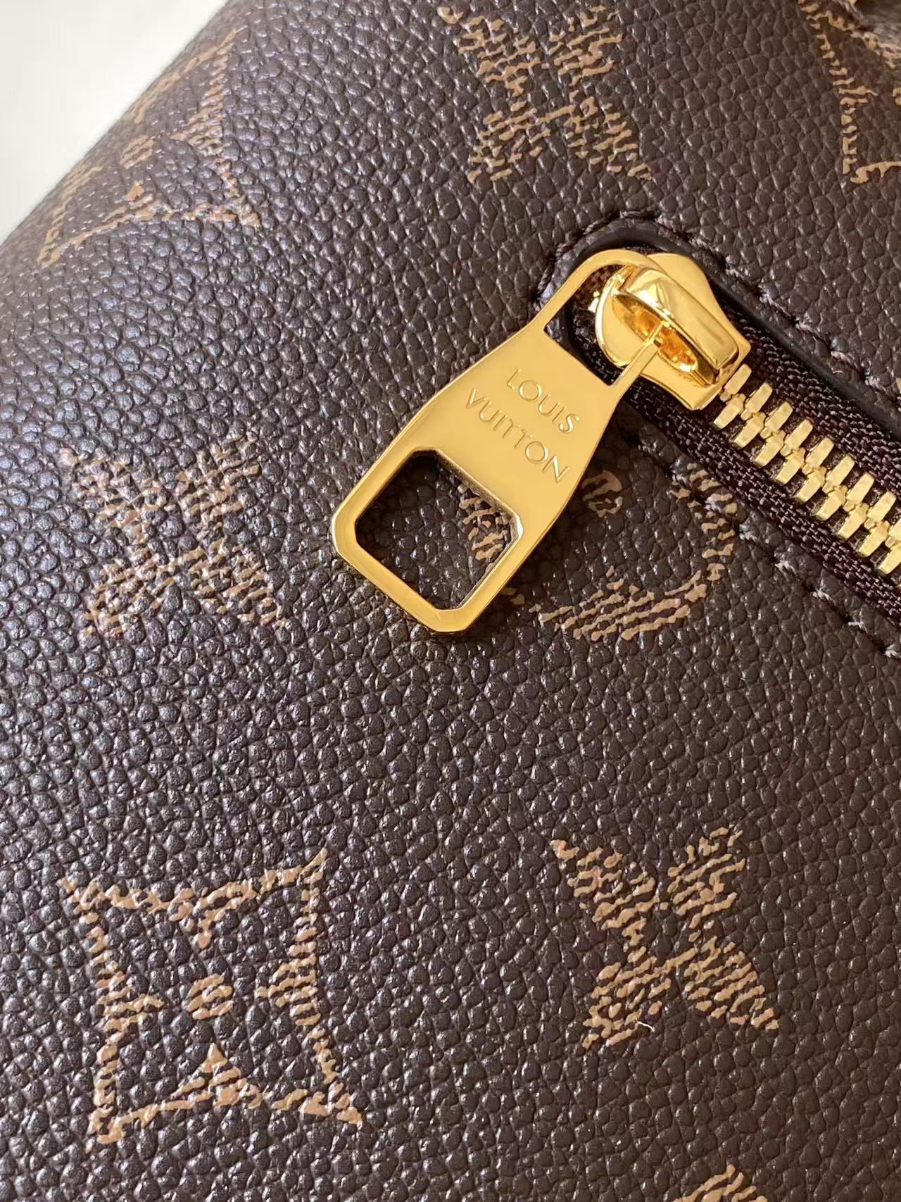 LV 2026 Take Out Messenger Bag 32cm Brown Beige Monogram Coated Canvas