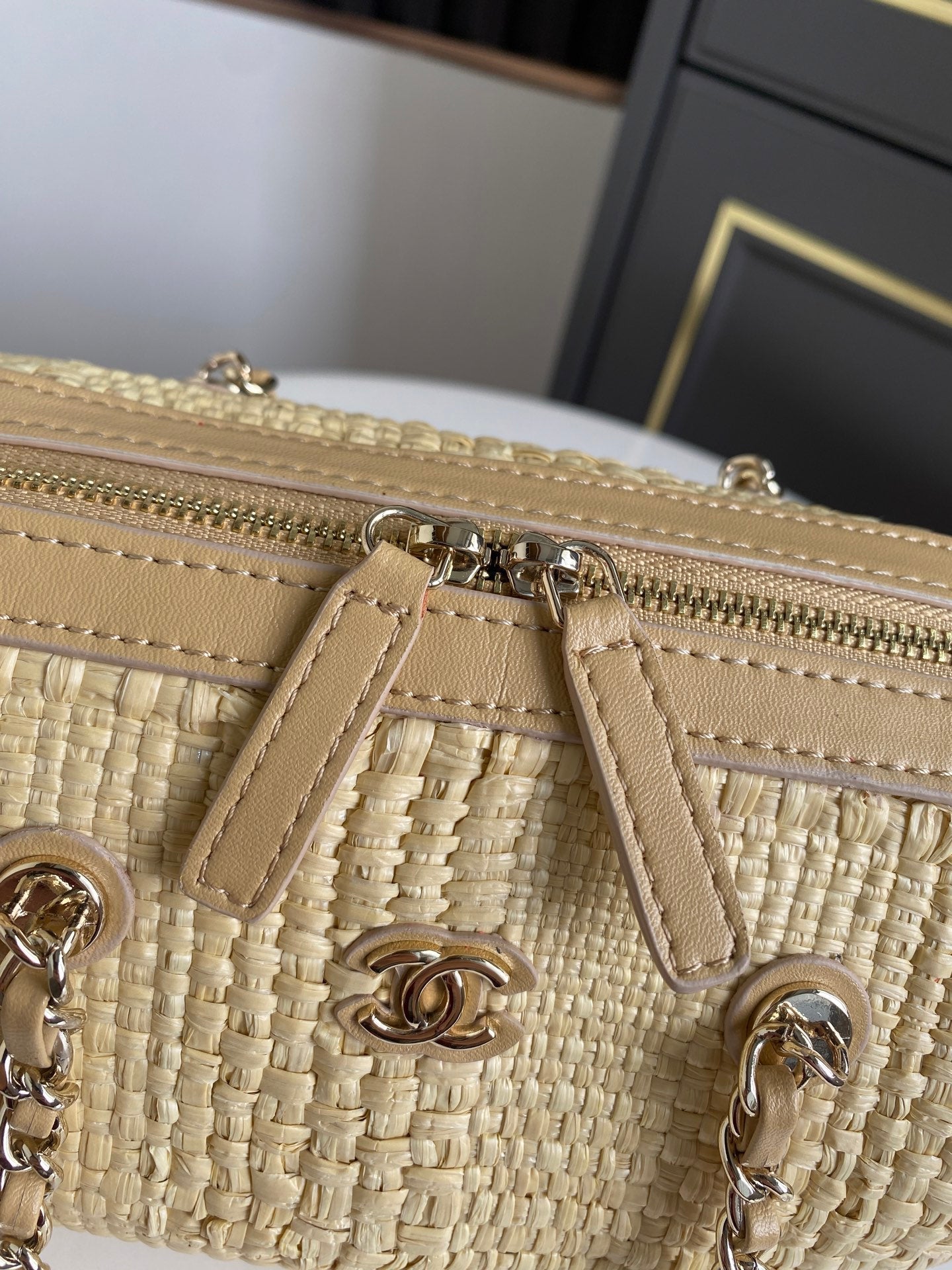 Chanel 2026 Bowling Bag 18.5cm Raffia Leather