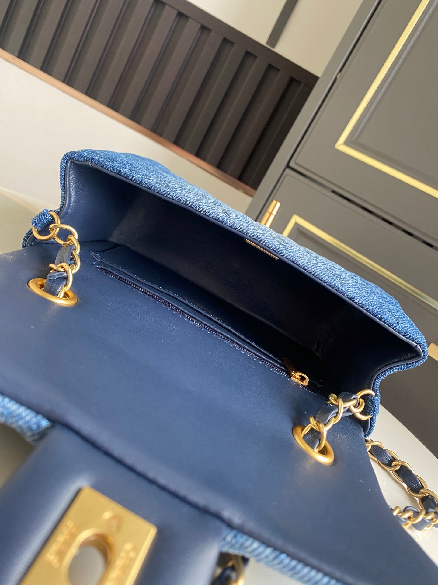 Chanel 2026 Denim Washed Flap Bag Blue Cotton Leather