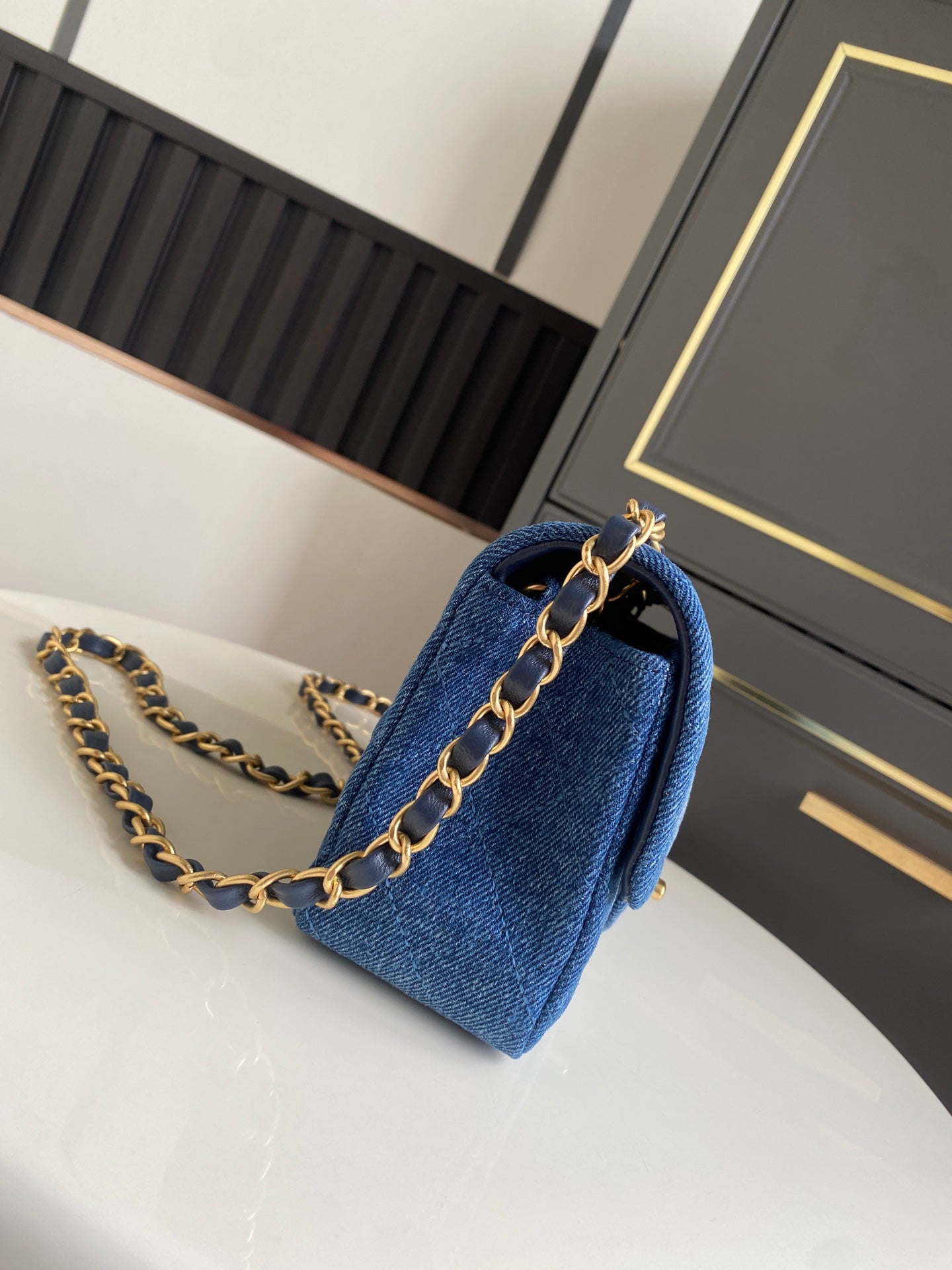 Chanel 2026 Denim Washed Flap Bag Blue Cotton Leather