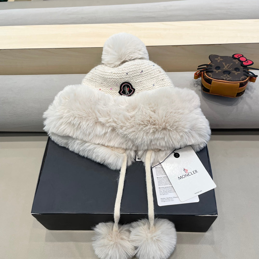 Moncler Sweet Earflap Knitted Hat 437059