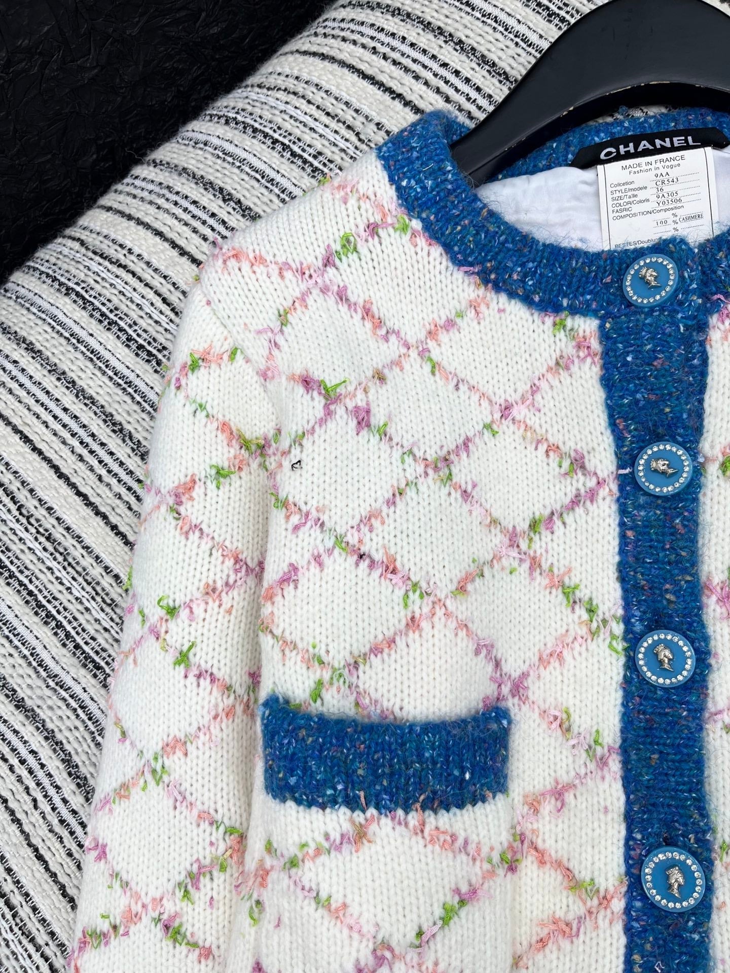 CC 2025 Cardigan Off-white Blue Wool 325889