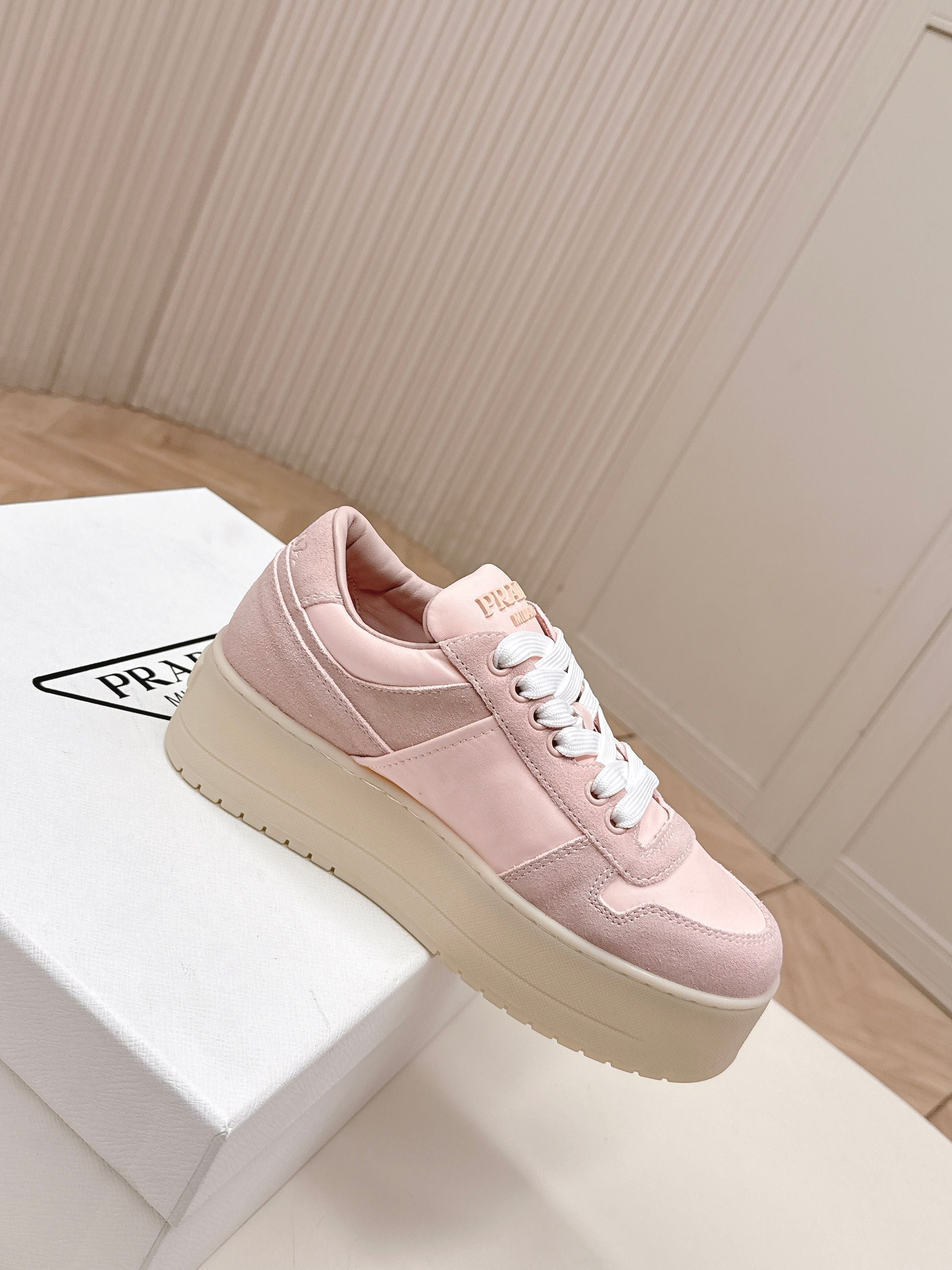 PRA 2026S Platform Sneakers 50 Pink Suede Cowhide 663494