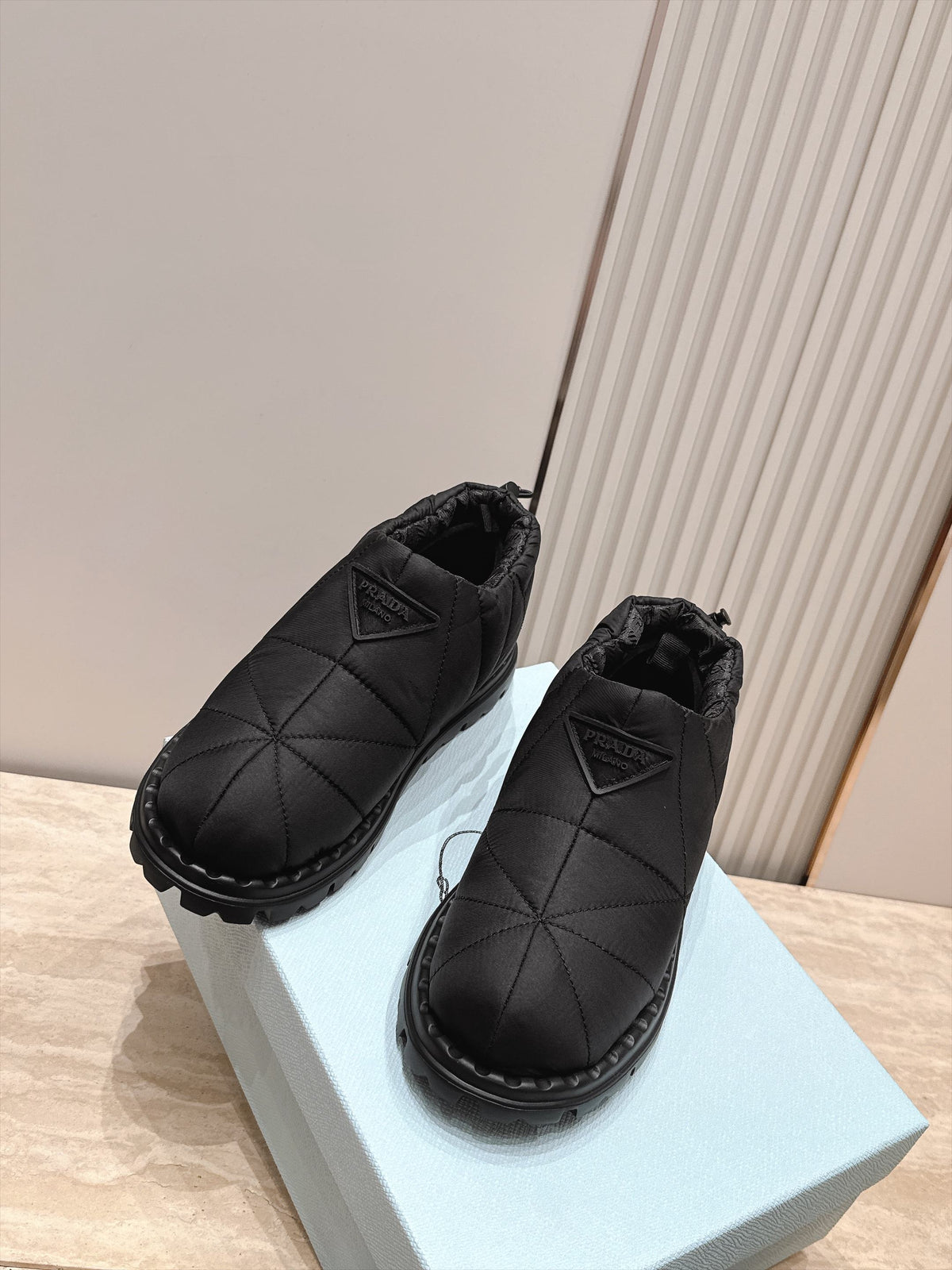 Prada 2026 Paddled Nylon Slip-on Boots Fabric 180388