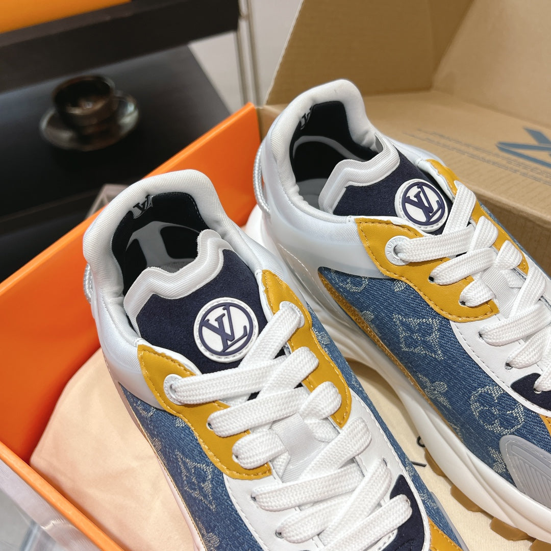 LV Run 55 Sneaker 50mm Blue Orange Monogram Jacquard Fabric