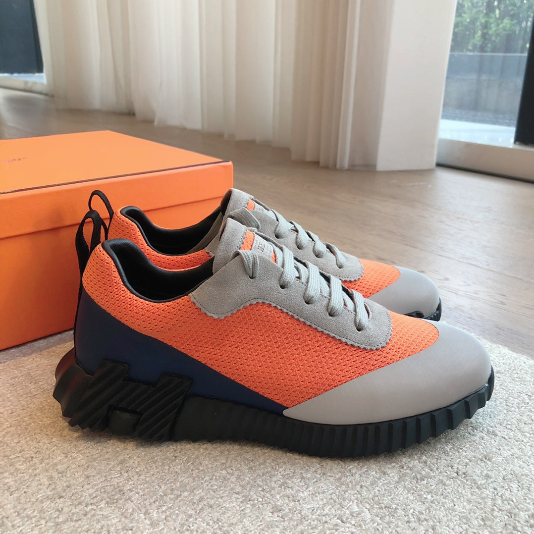 HM Men's 25 Bouncing Sneaker Orange Mesh Cowhide 639251