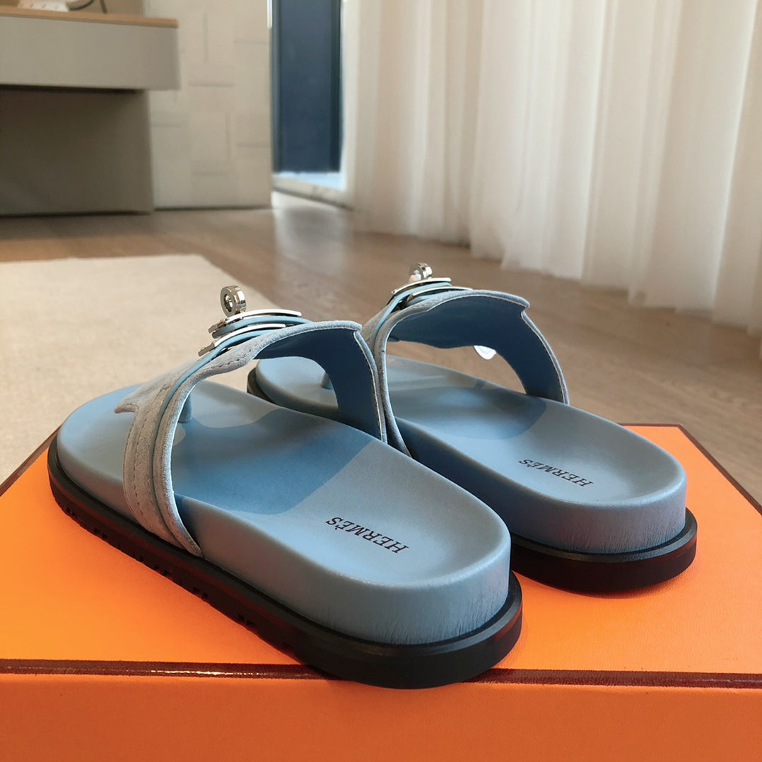 Empire Sandal Baby Blue Lambskin Suede Goatskin