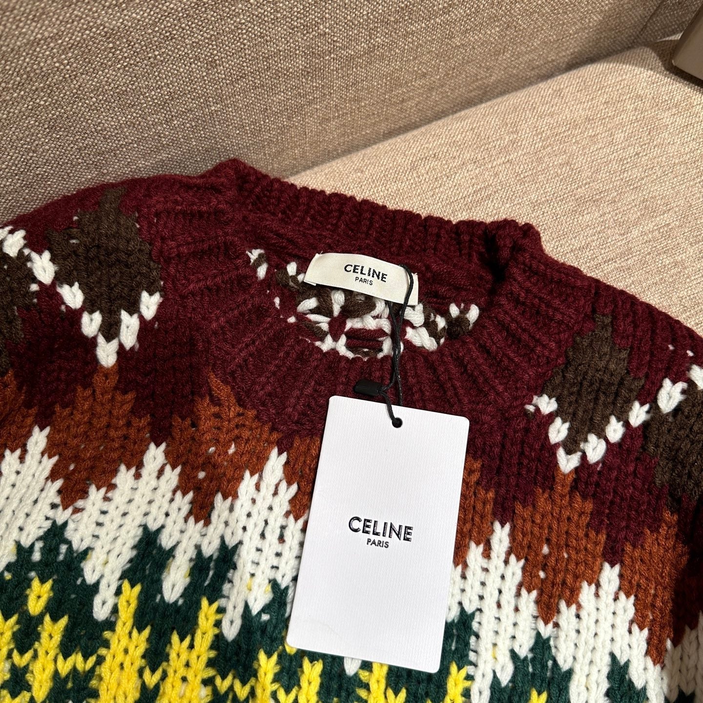 Celine 25 Sweater Brown Mix Multicolor Wool 302948