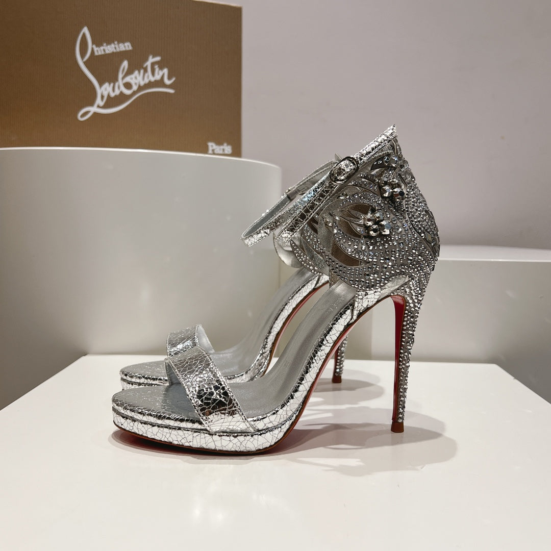 CL Fabric Pampillas Sandals Sliver Sheepskin 314919