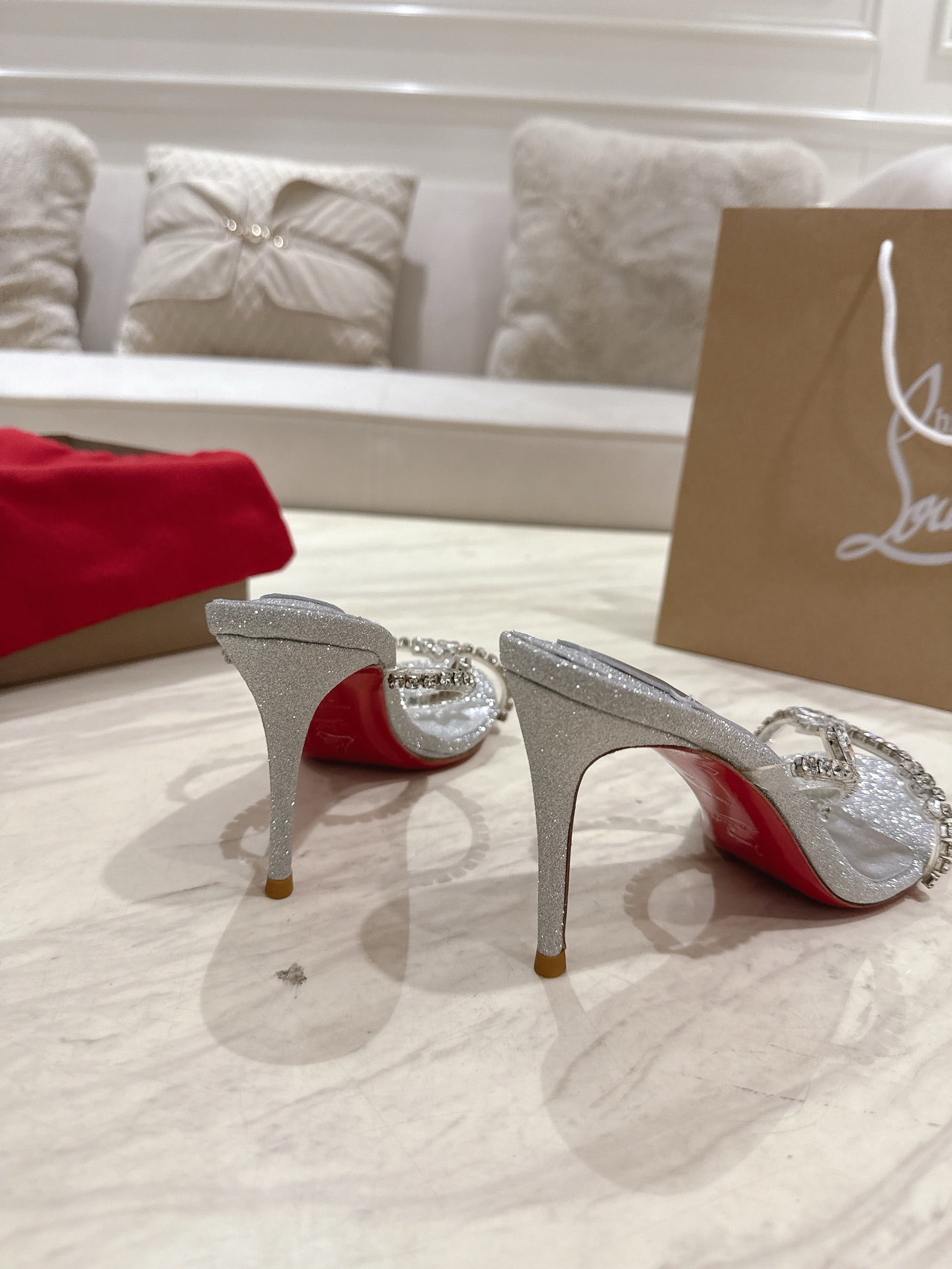 CL 25 Sandals Silver PVC Creo Rhinestones 307509