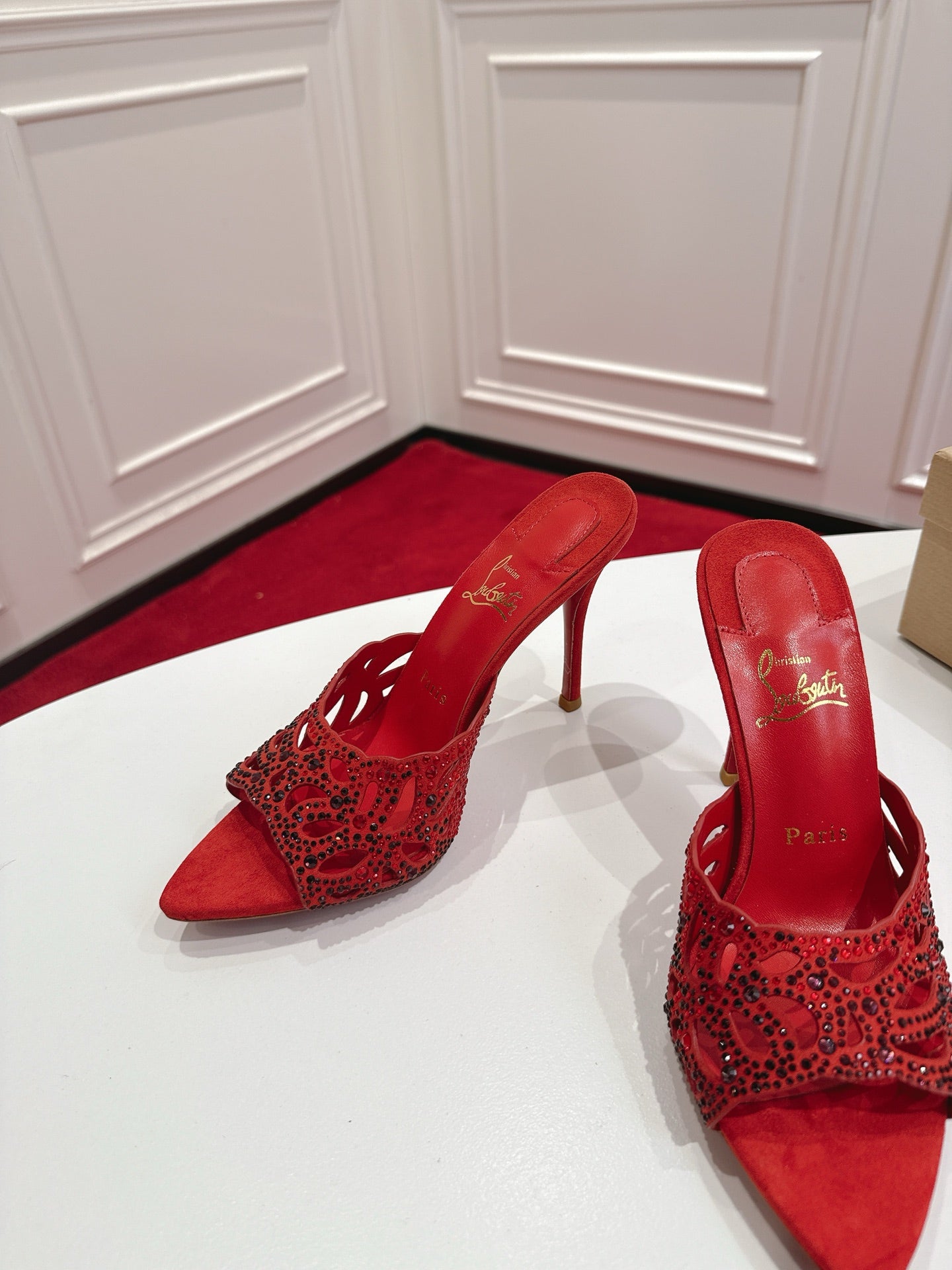 Christian Louboutin 2026 Lasera Strass 100mm Mules Lambskin 780417