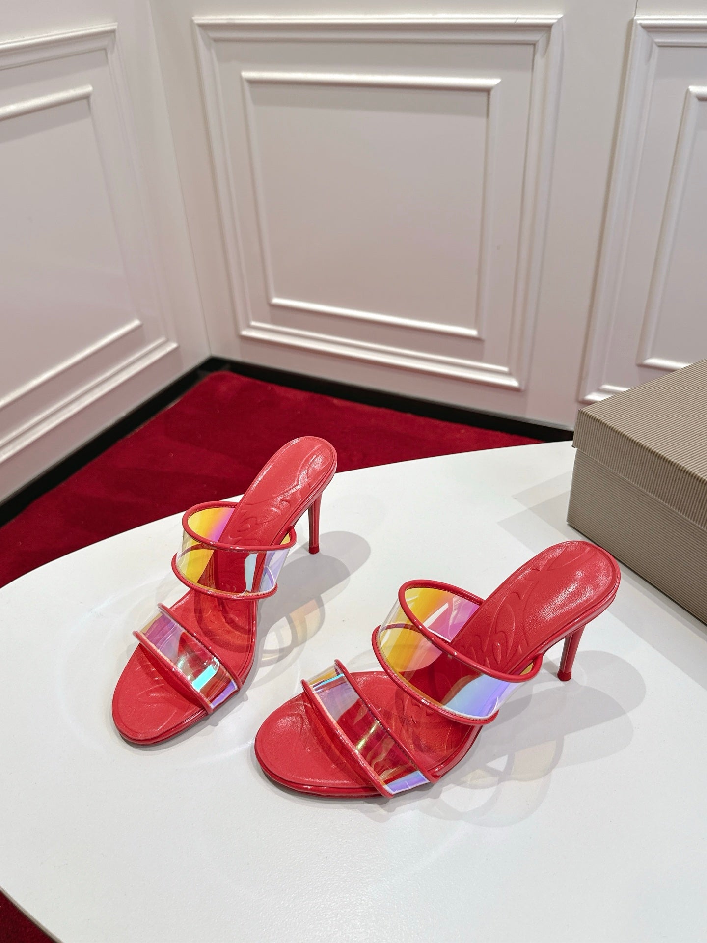 Christian Louboutin 2026 Just Loubi 100mm Mules PVC Lambskin 780411