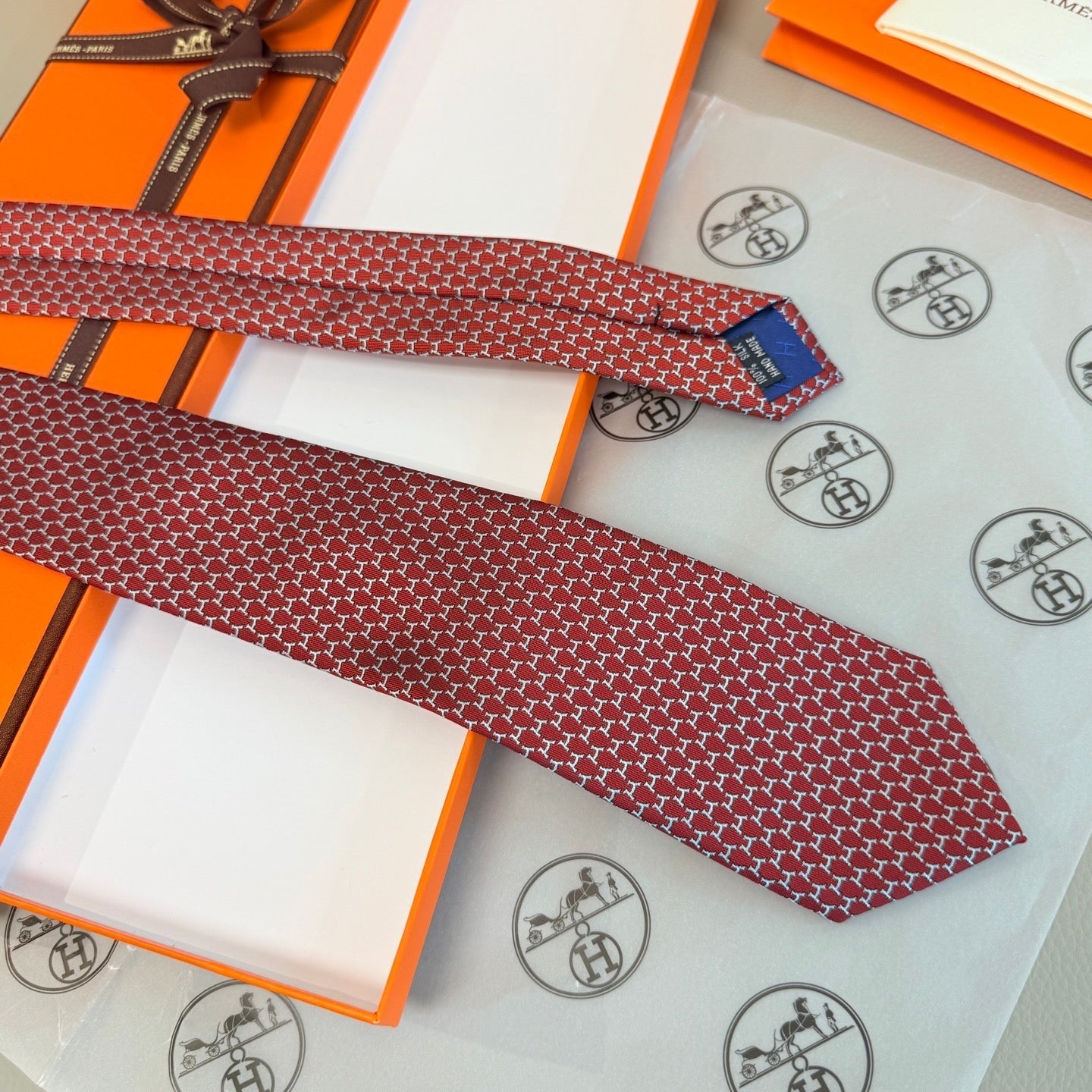 HM men red silk tie 574487