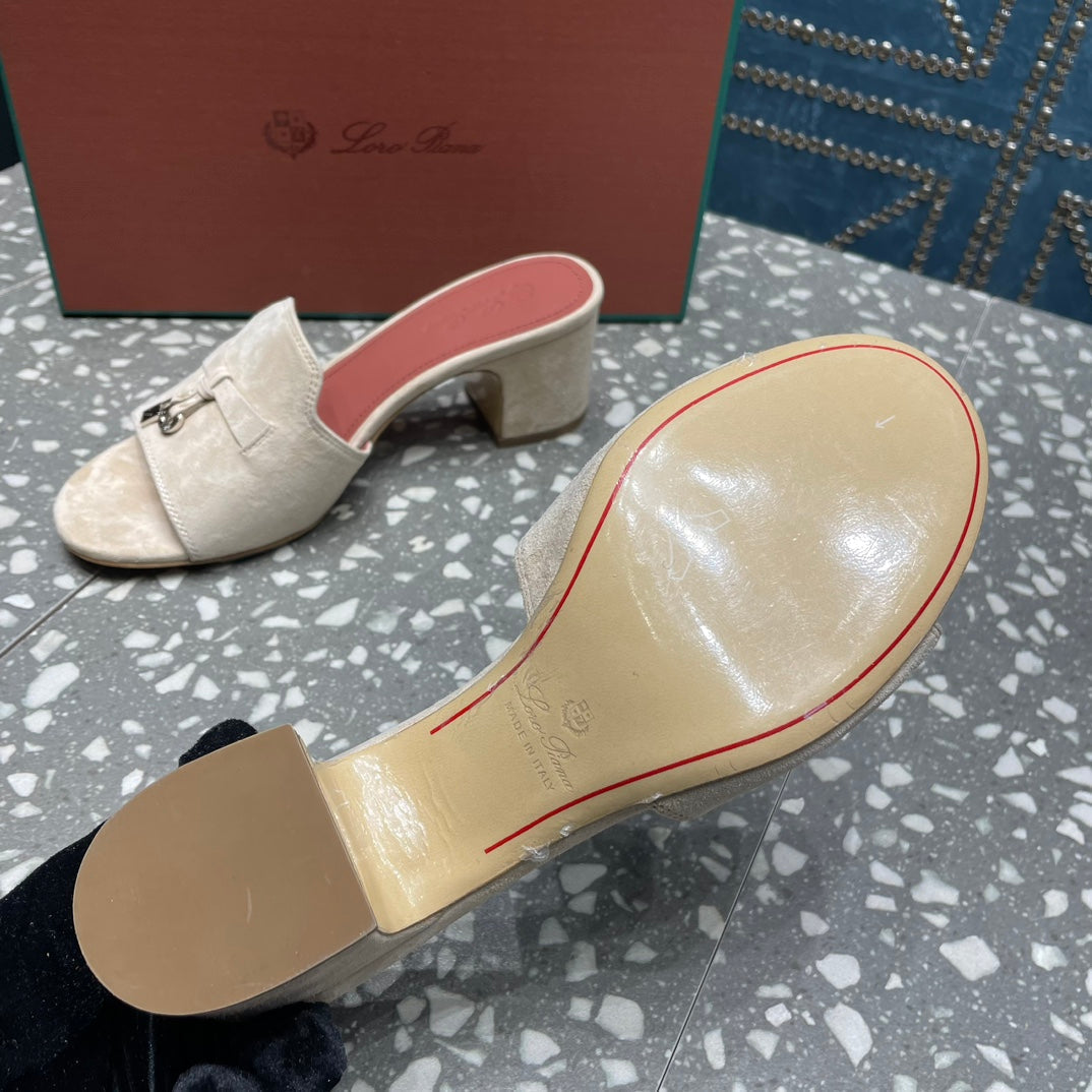 Summer Charms Mules 50mm Beige Suede Salmon Lambskin
