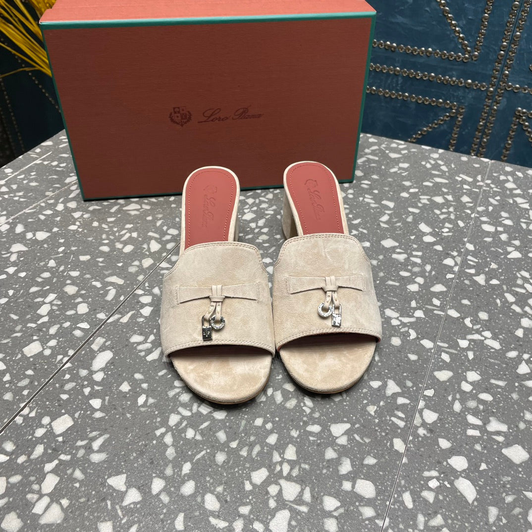 Summer Charms Mules 50mm Beige Suede Salmon Lambskin