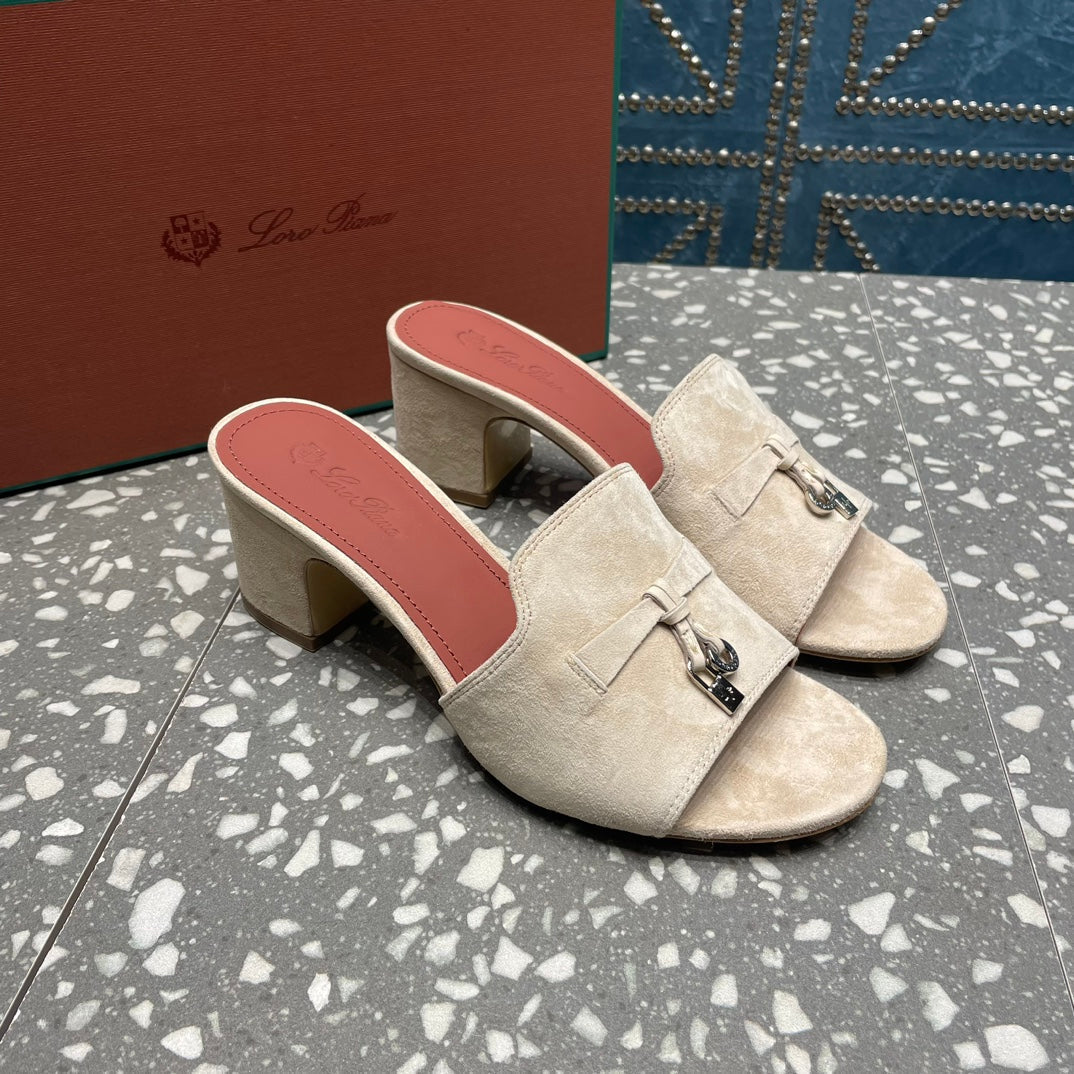 Summer Charms Mules 50mm Beige Suede Salmon Lambskin