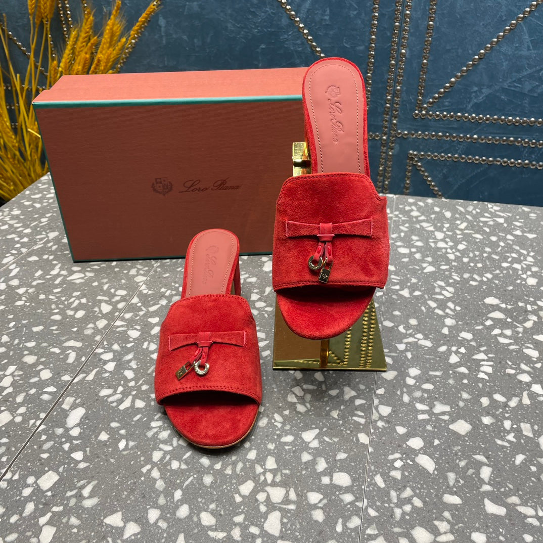 Summer Charms Mules 50mm Red Suede Salmon Lambskin