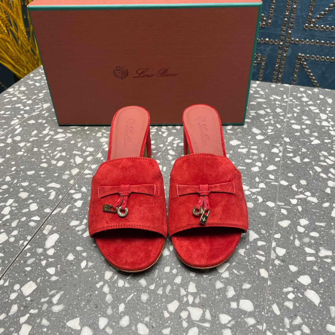 Summer Charms Mules 50mm Red Suede Salmon Lambskin