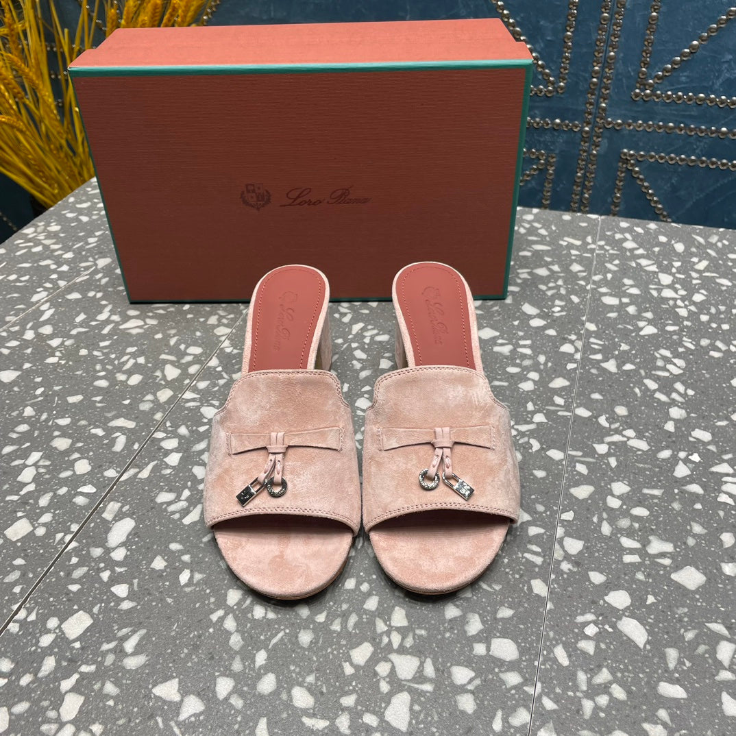 Summer Charms Mules 50mm Petal Pink Suede Salmon Lambskin