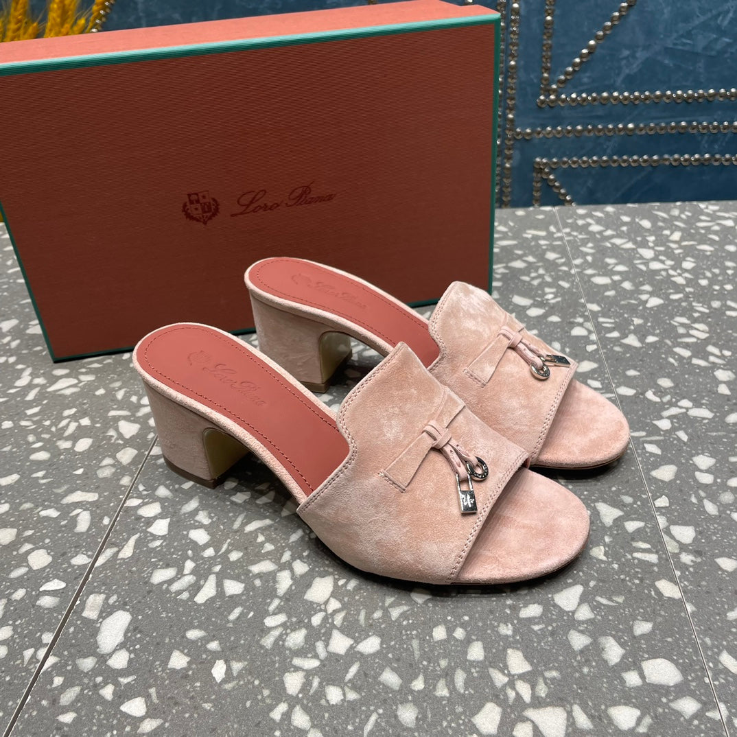 Summer Charms Mules 50mm Petal Pink Suede Salmon Lambskin