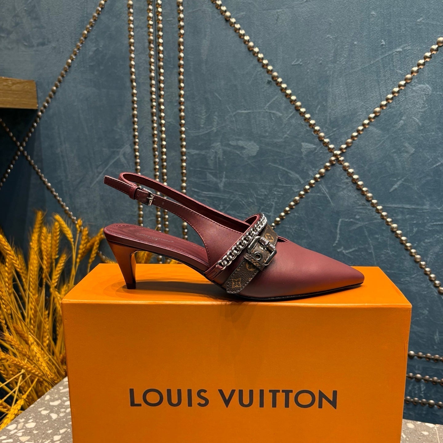 LV 26ss Slingback 45 Burgundy Cowhide 628433
