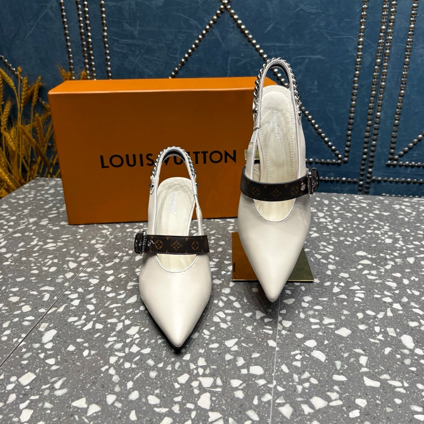 LV 26ss Slingback 75 White Cowhide 628439