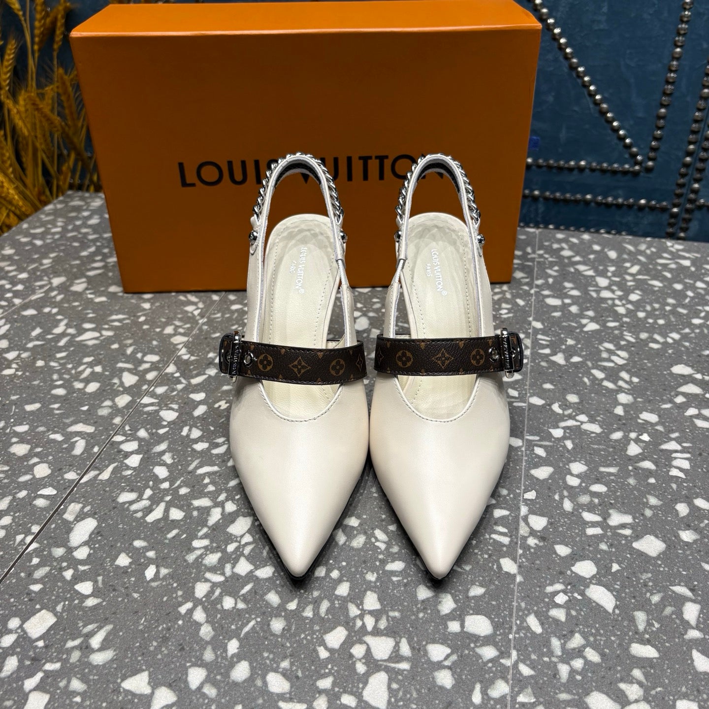 LV 26ss Slingback 75 White Cowhide 628439