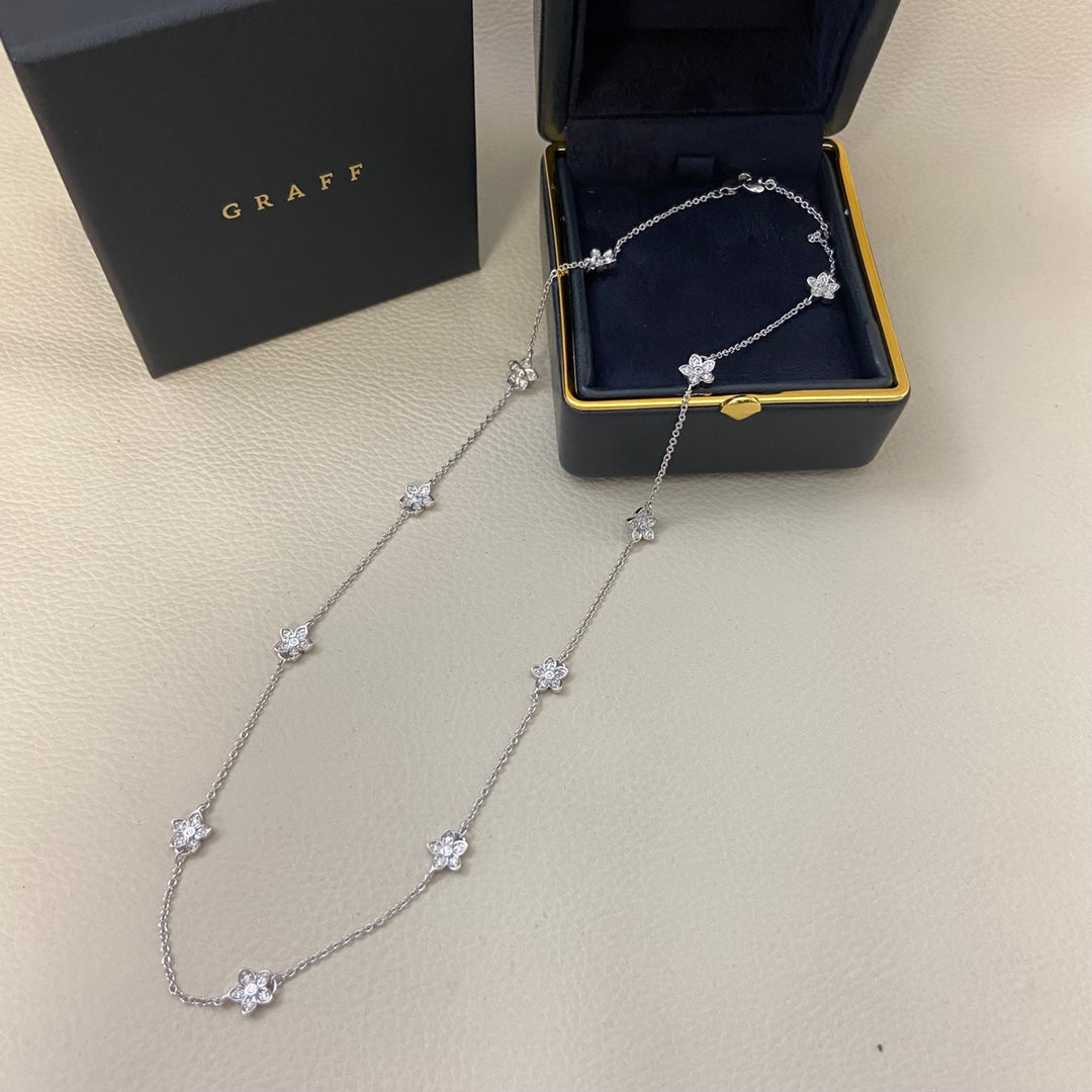 Graff New Full Diamond 11-Petal Sliver Necklace