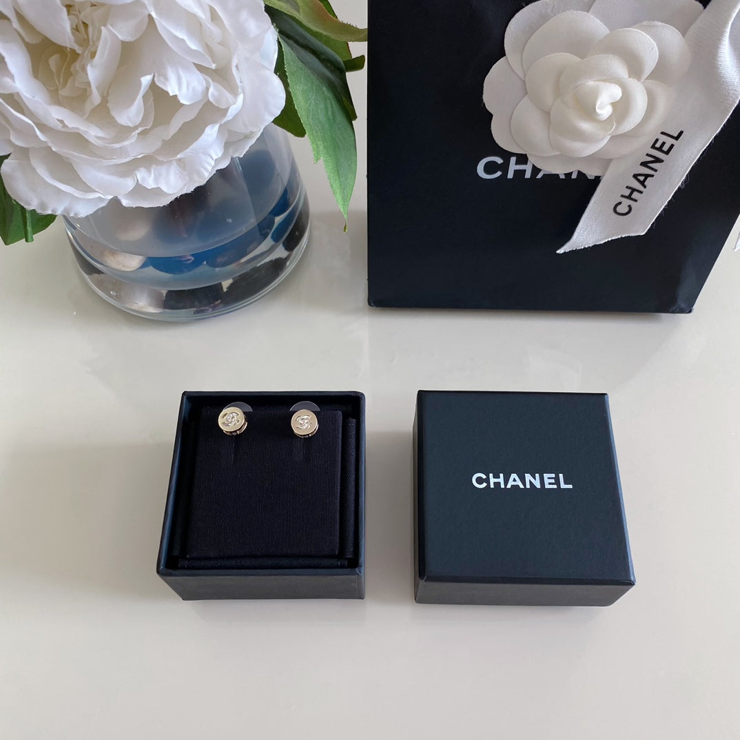 CC Little Gold Diamond Rhinestone Earrings