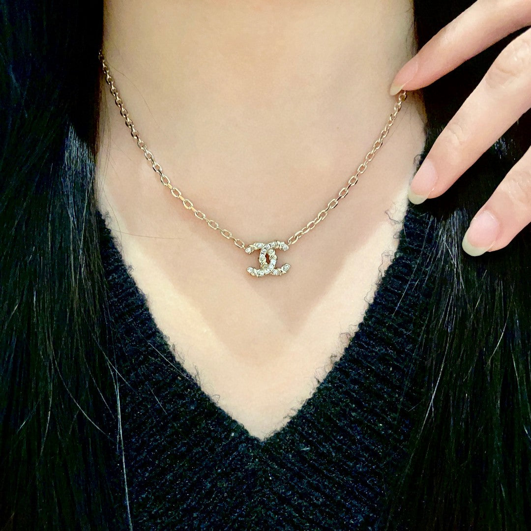 CC Vintage  Double C Gold Diamond Necklaces